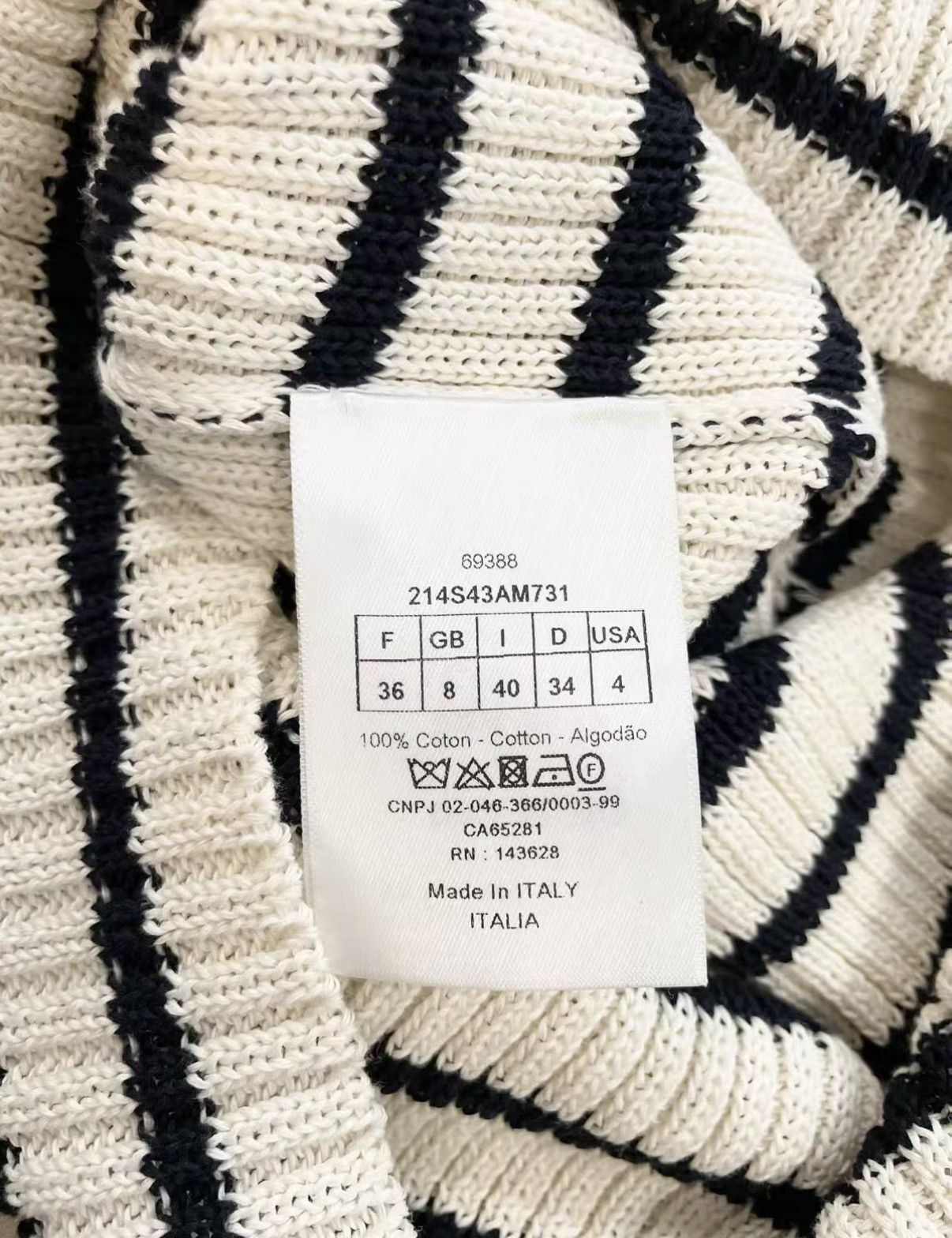 Dior Dior Classic Blue & White Striped Turtleneck Knit Top J33 Size XS / US 0-2 / IT 36-38 - 7 Thumbnail