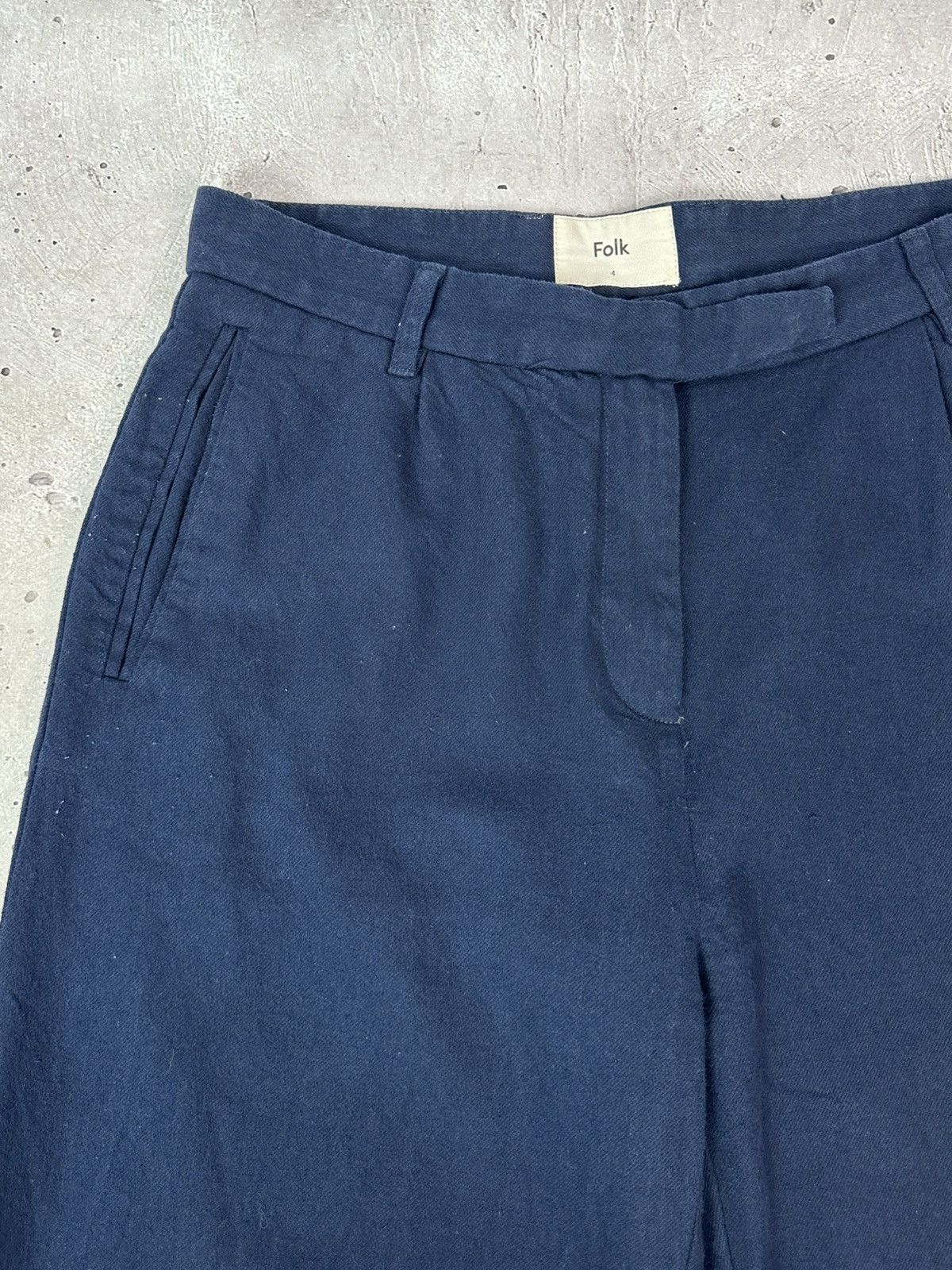 Folk Folk Loose Navy Blue Cotton-Linen Blend Men’s Casual Pants Size US 33 - 5 Thumbnail