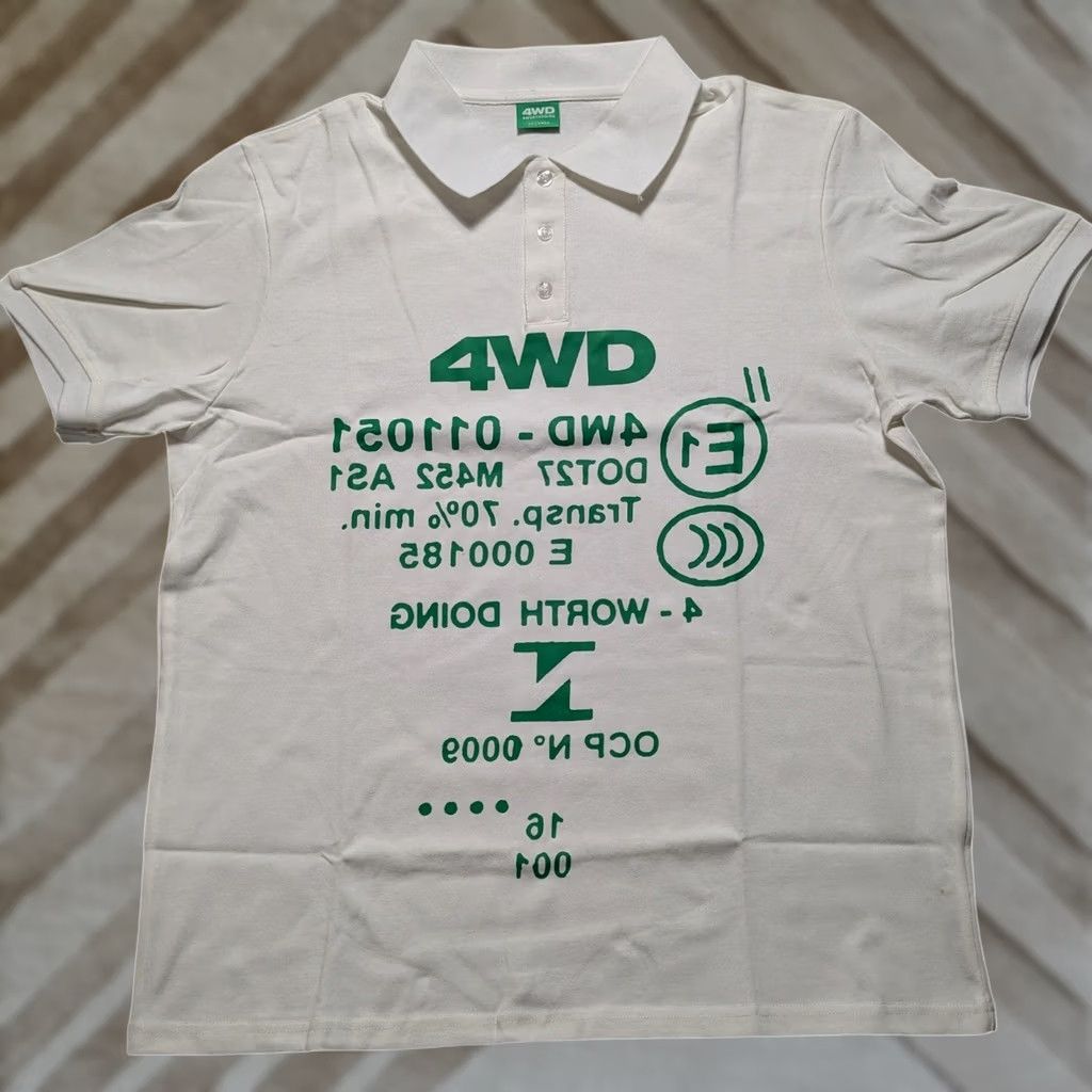 Vintage 4WD 4WorthDoing Polo Shirt Mens 2XL White Green Graphic Print Mirrored Logo Short Sleeve Casual Polo Shirt Size US XXL / EU 58 / 5 - 1 Thumbnail