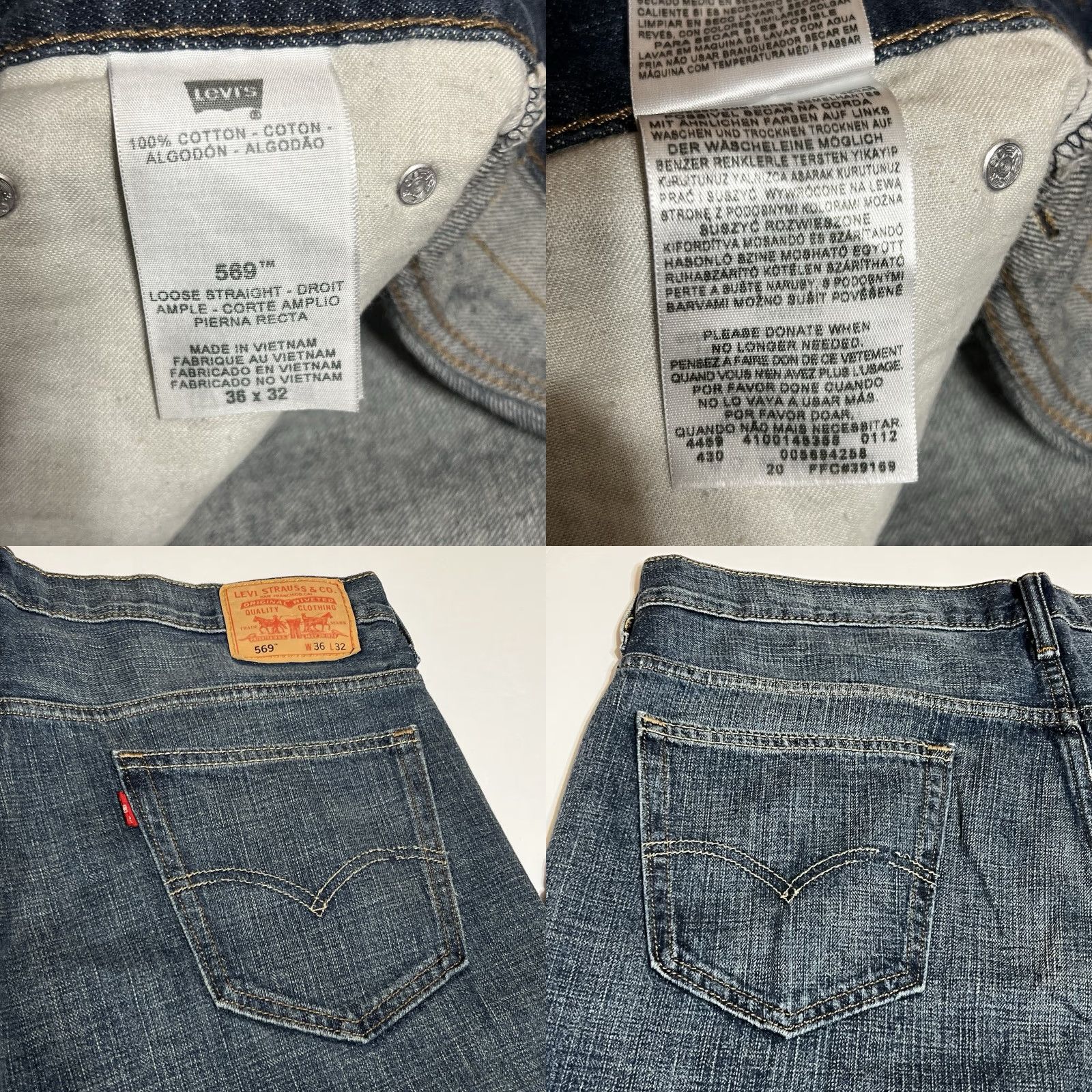 Levi's Levi's 569 Jeans Men Regular 38x32 Blue Denim Straight Relaxed 5-Pocket Zip Closure Vintage N/A Size US 38 / EU 54 - 8 Thumbnail