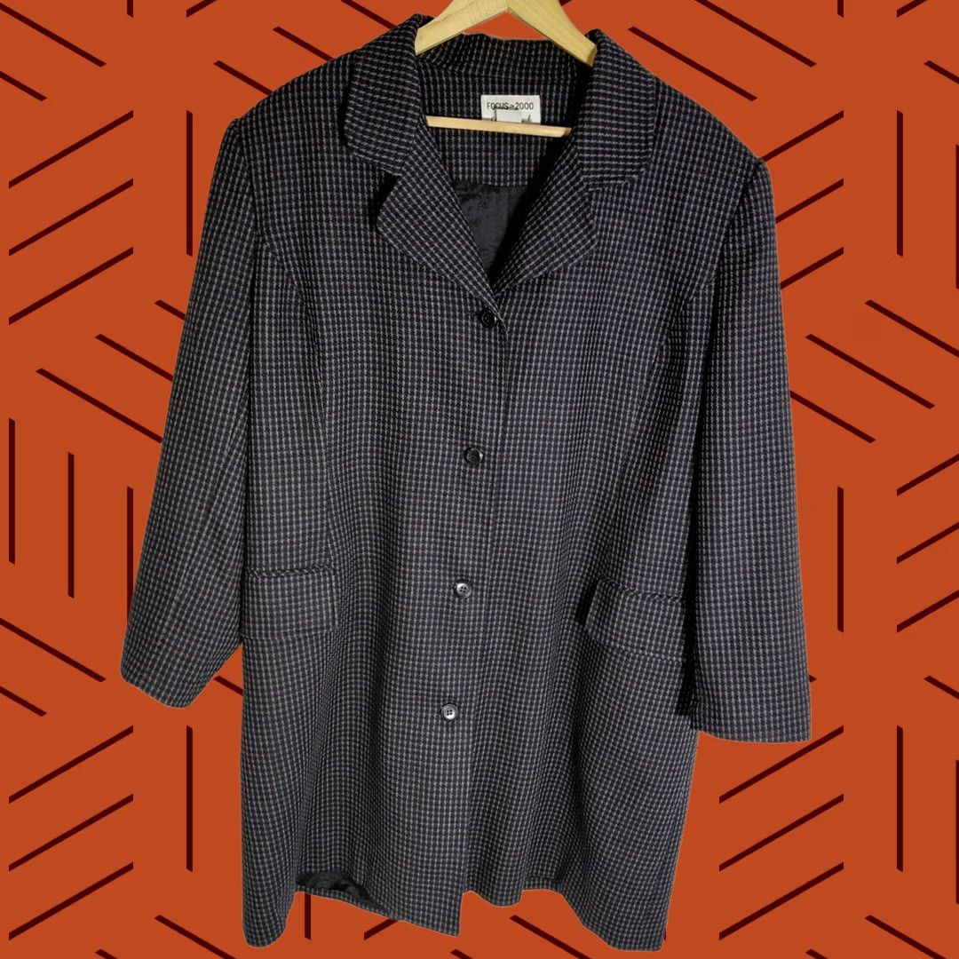 Vintage Vintage FOCUS 2000 BY Charles Glueck Wool Blazer Gray Solid Size 18W Size XXL / US 16-18 / IT 52-54 - 1 Thumbnail