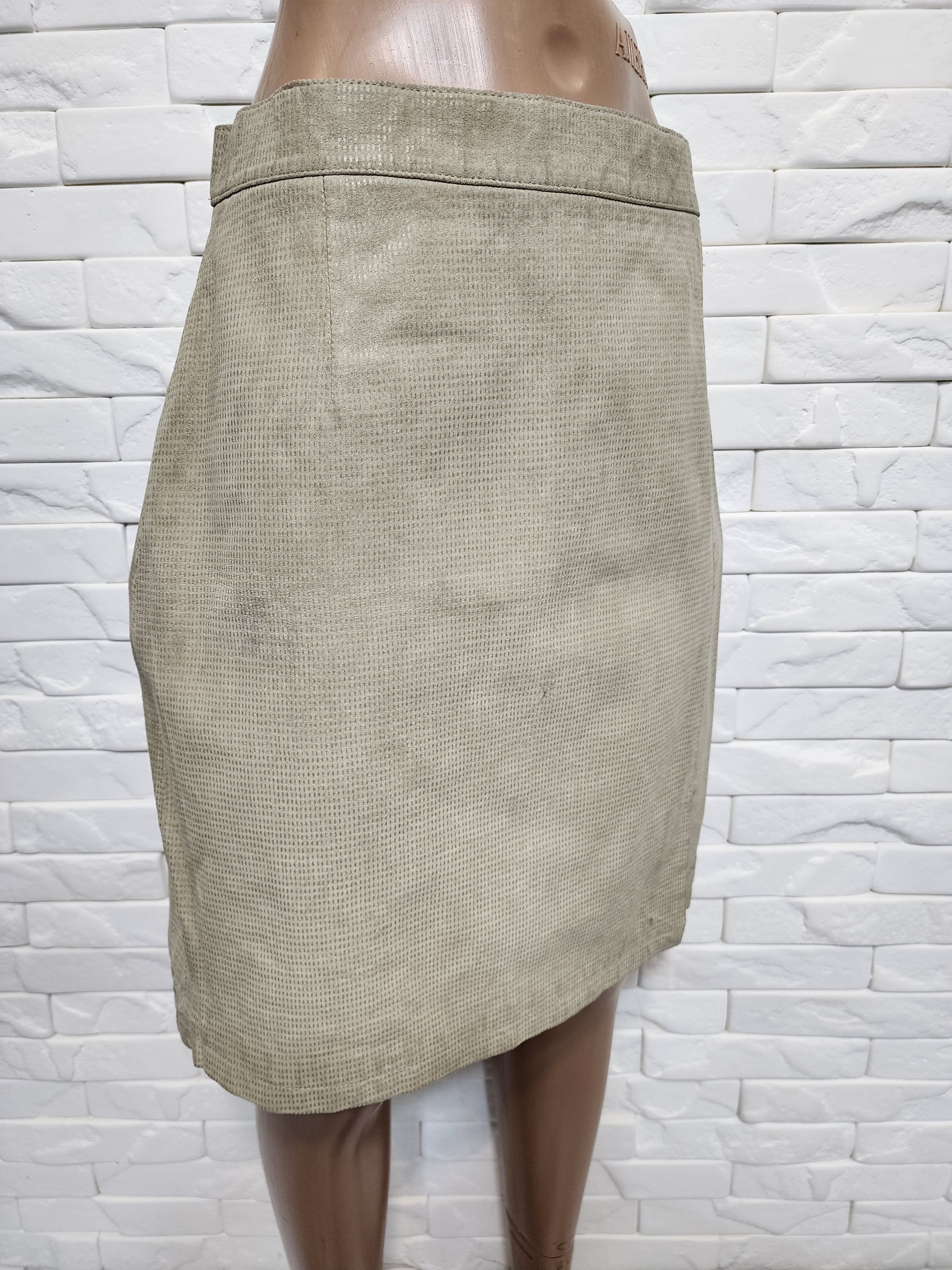 Genuine Leather Beige Leather Skirt Size 31" - 3 Thumbnail