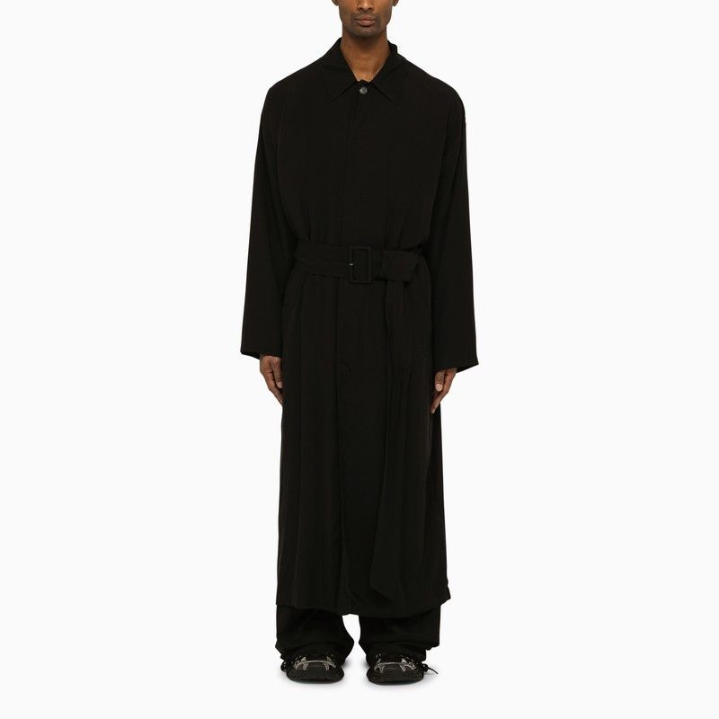 image of Balenciaga Black Single-Breasted Belted Coat, Men's (Size Small)
