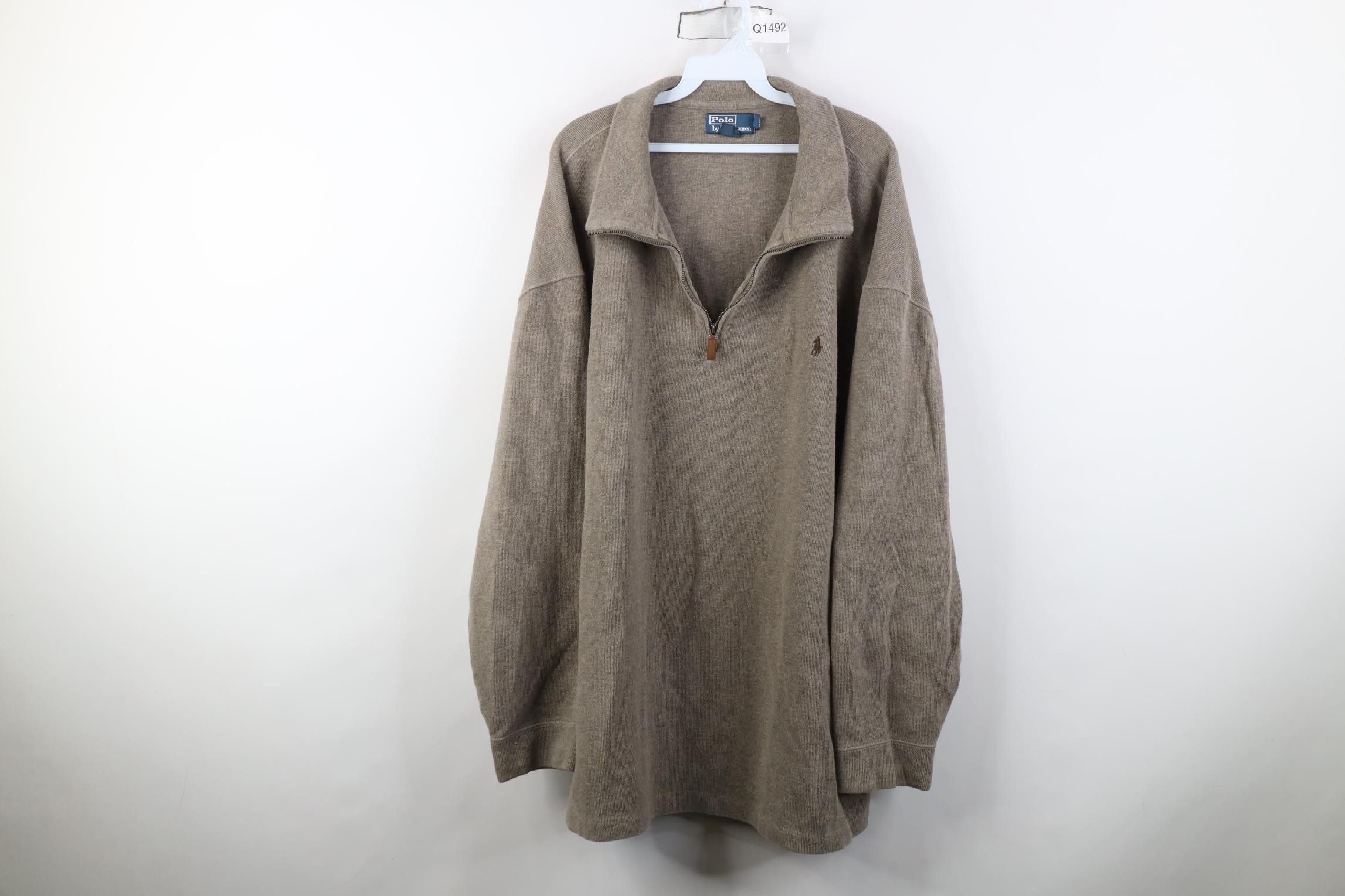 Polo Ralph Lauren Vintage 90s Ralph Lauren Ribbed Knit 1/4 Zip Sweater Beige Size US XXL / EU 58 / 5 - 1 Thumbnail