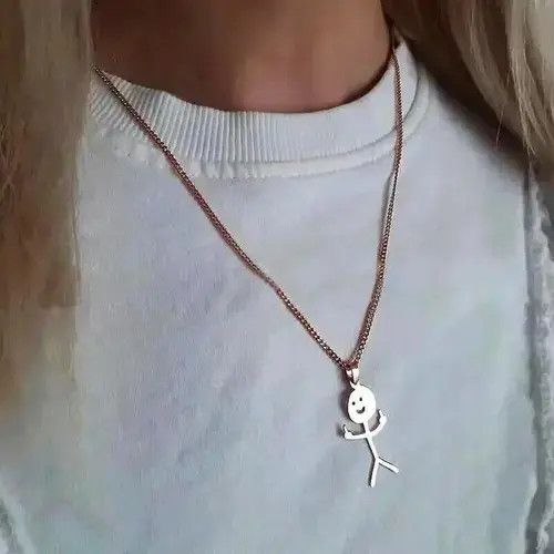 Jewelry Middle Finger Stickman Pendant Necklace Size ONE SIZE - 4 Thumbnail