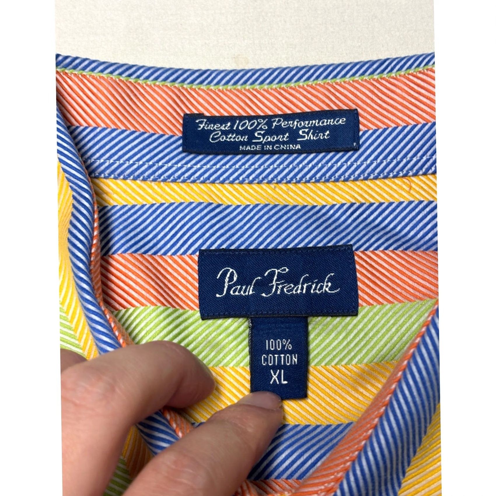 Vintage Paul Fredrick Mens XL Performance Cotton Striped Button Down Sport Shirt Multi Size US XL / EU 56 / 4 - 4 Thumbnail