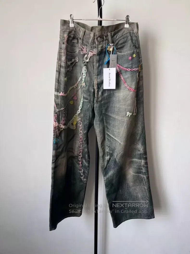 Acne Studios Acne Studios Candy chain 3D printed loose low-waisted wide Size 32" / US 10 / IT 46 - 1 Thumbnail