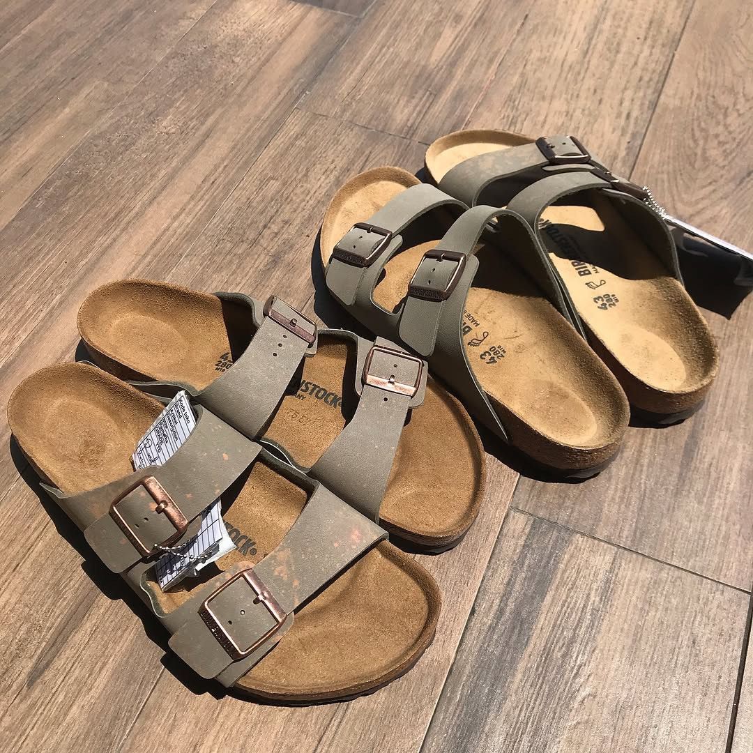 Birkenstock Steal Deal Birkenstock Arizona Birkibuc grey Stone Sandals Size US 9 / EU 42 - 16 Thumbnail