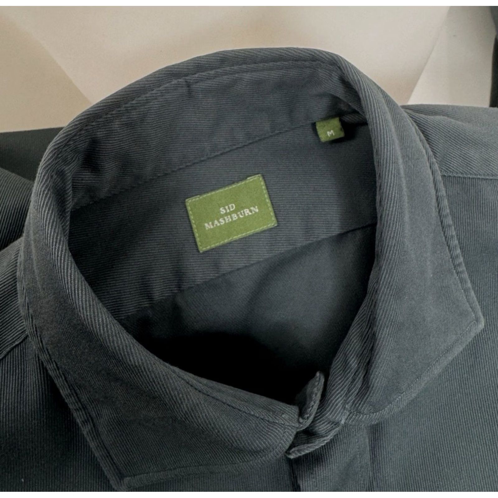 Sid Mashburn SID MASHBURN Heavy Duty Cotton Canvas Mens M / L Work Shirt Green Cotton Canvas Button-Up Long Sleeve Shirt Mens Size M Corded Workwear Size US M / EU 48-50 / 2 - 4 Thumbnail