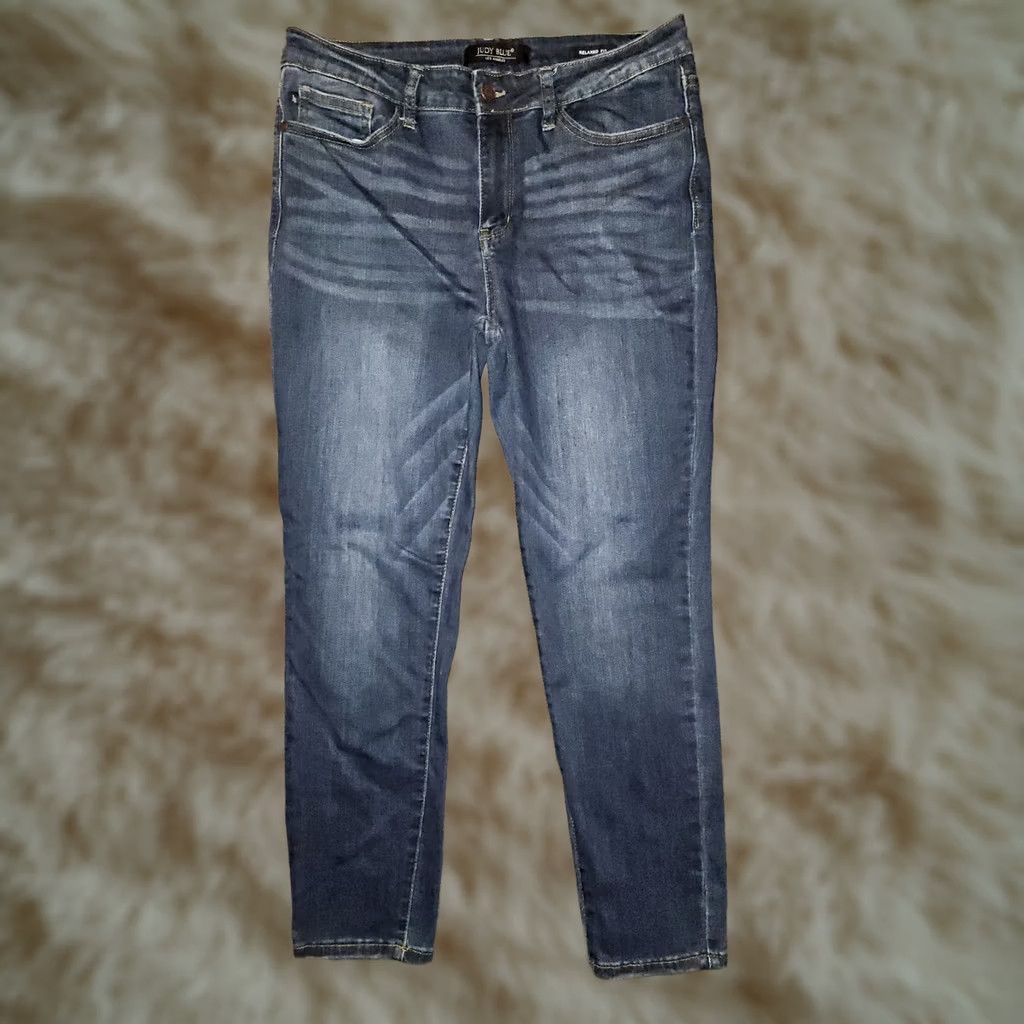Vintage VINTAGE Judy Blue Relaxed Skinny Jeans Women's 31 Mid Rise Blue Stretch Preppy City 90s Distressed Pockets Zipper Button Logo Womens Size 24" / US 00 / IT 34 - 1 Thumbnail