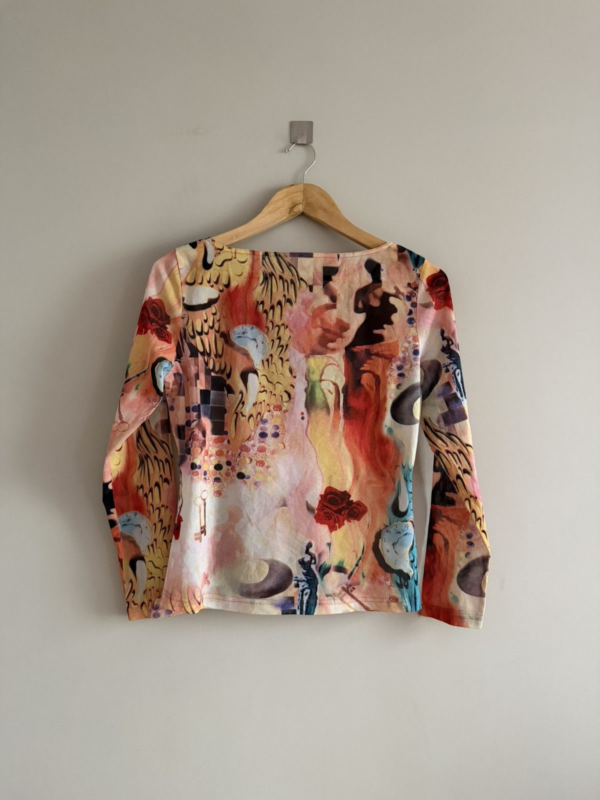 Japanese Brand Surreal Art Print Mesh Top Inspired by Salvador Dali Size M / US 6-8 / IT 42-44 - 6 Thumbnail