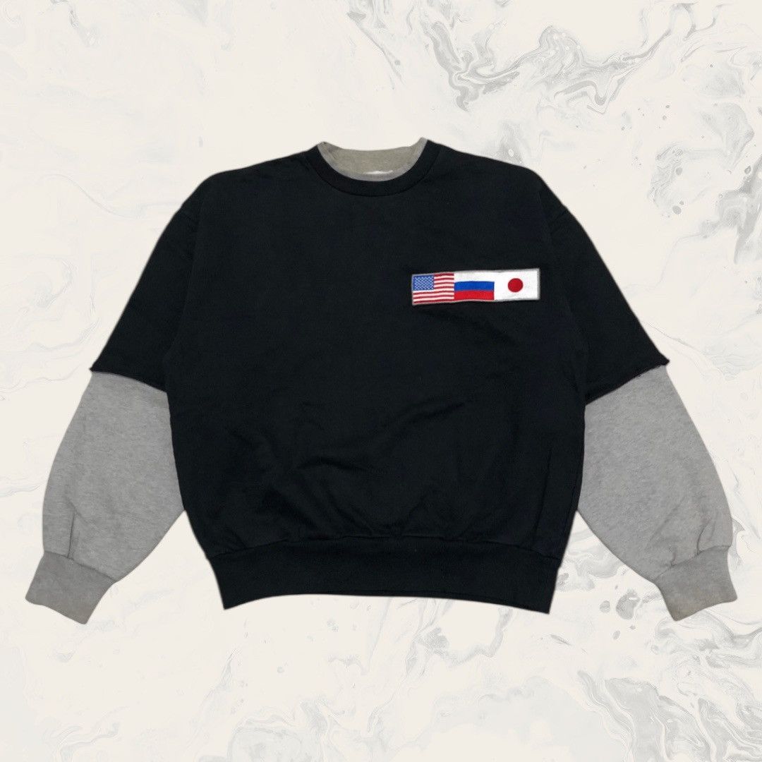 Number (N)ine Gosha Rubchinskiy Double Sleeve Flag Crewneck Sweatshirt Size US S / EU 44-46 / 1 - 1 Thumbnail