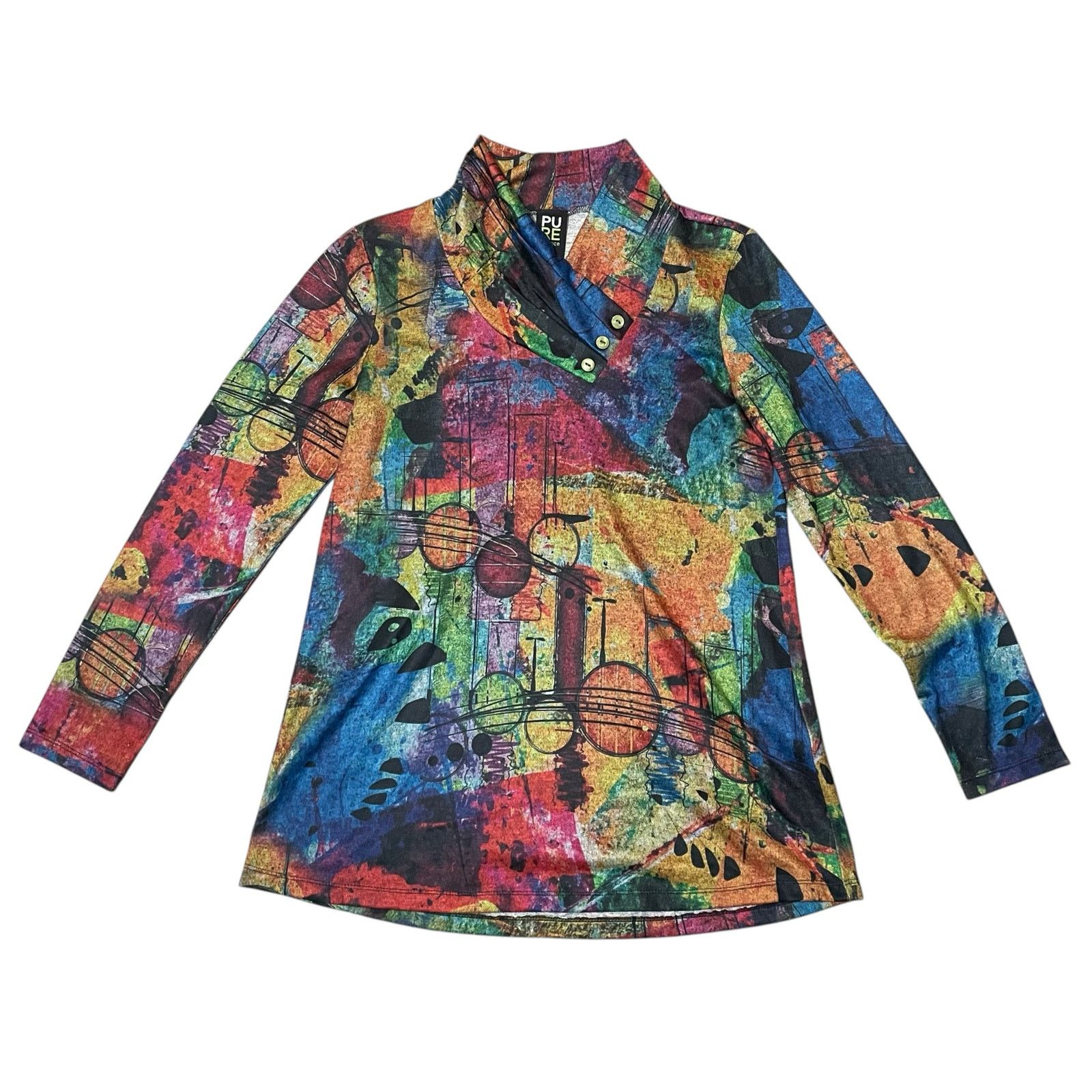 Other PURE essence Canada Tunic Sweater Bold Print Colorful Small Size S / US 4 / IT 40 - 1 Thumbnail
