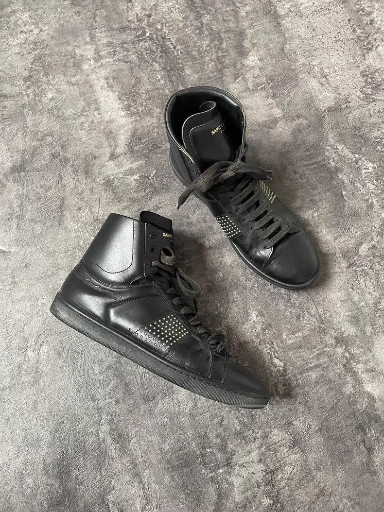 Saint Laurent Paris Saint Laurent Paris High-top black stud flat shoes Size US 6 / EU 39 - 3 Thumbnail