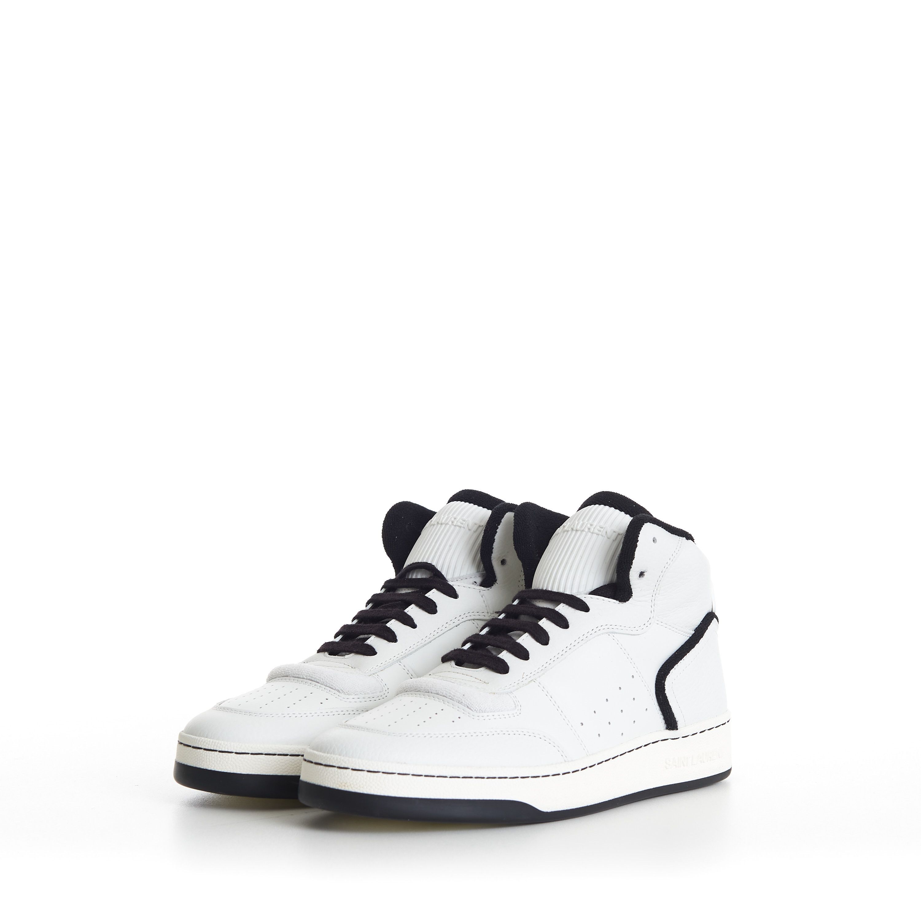 Saint Laurent Paris SL/80 White Mid-top Sneakers - Smooth & Grained Leather Size US 10 / EU 43 - 4 Thumbnail
