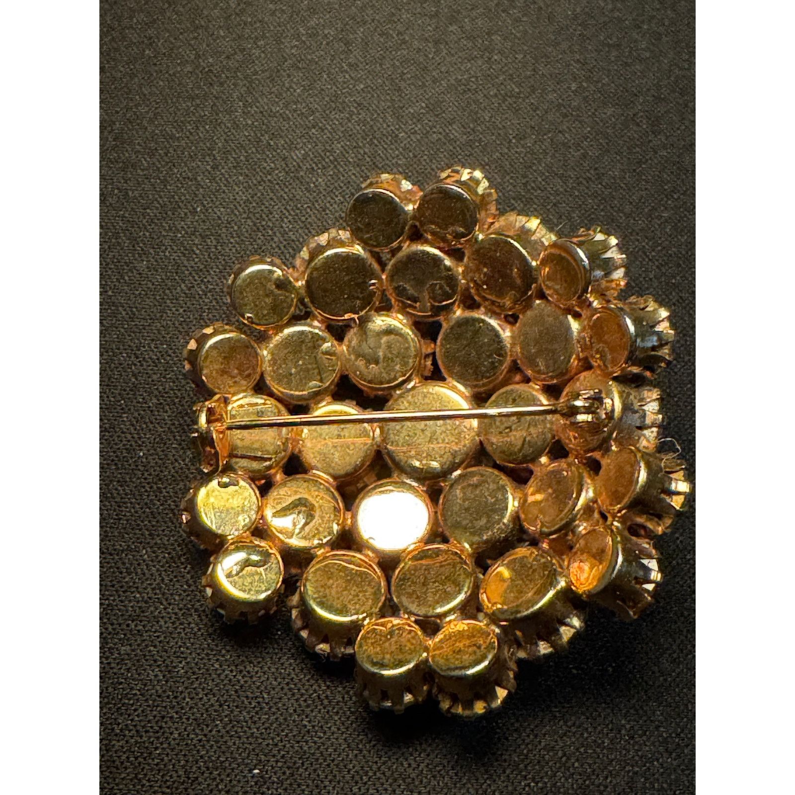 Other Vintage Domed Yellow & Green Cluster Rhinestone Brooch Size ONE SIZE - 4 Thumbnail