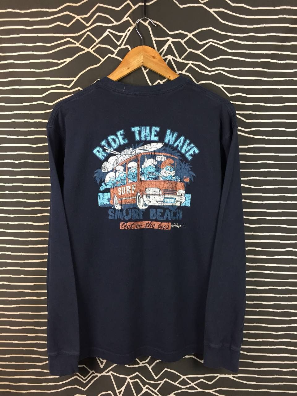 Vintage The Smurfs Ride The Wave Smurfs Beach Long Sleeve Tee Size US L / EU 52-54 / 3 - 1 Thumbnail