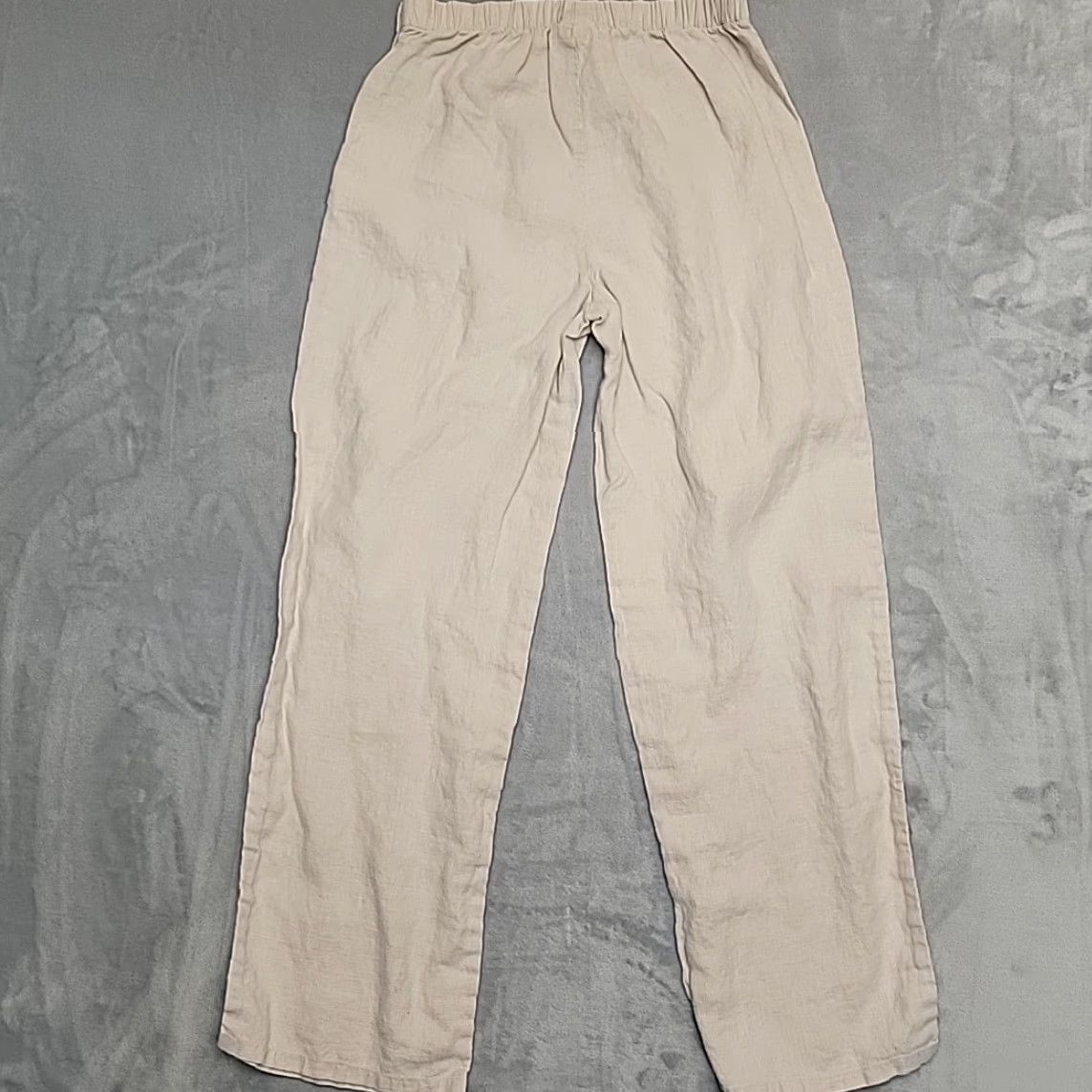 Vintage Two Star Dog Pants Women S Beige Hemp Side Button Coastal Casual Summer Comfort Size 28" / US 6 / IT 42 - 6 Thumbnail