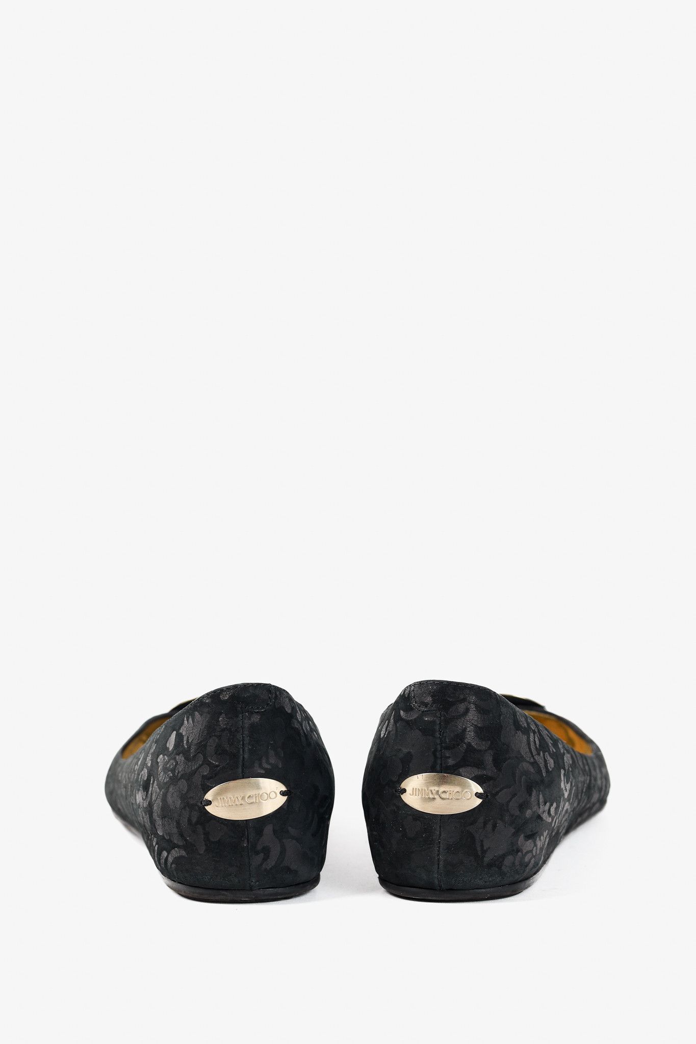 Jimmy Choo Jimmy Choo Wray Black Baroque Nubuck Leather Flats Size US 9 / IT 39 - 4 Thumbnail