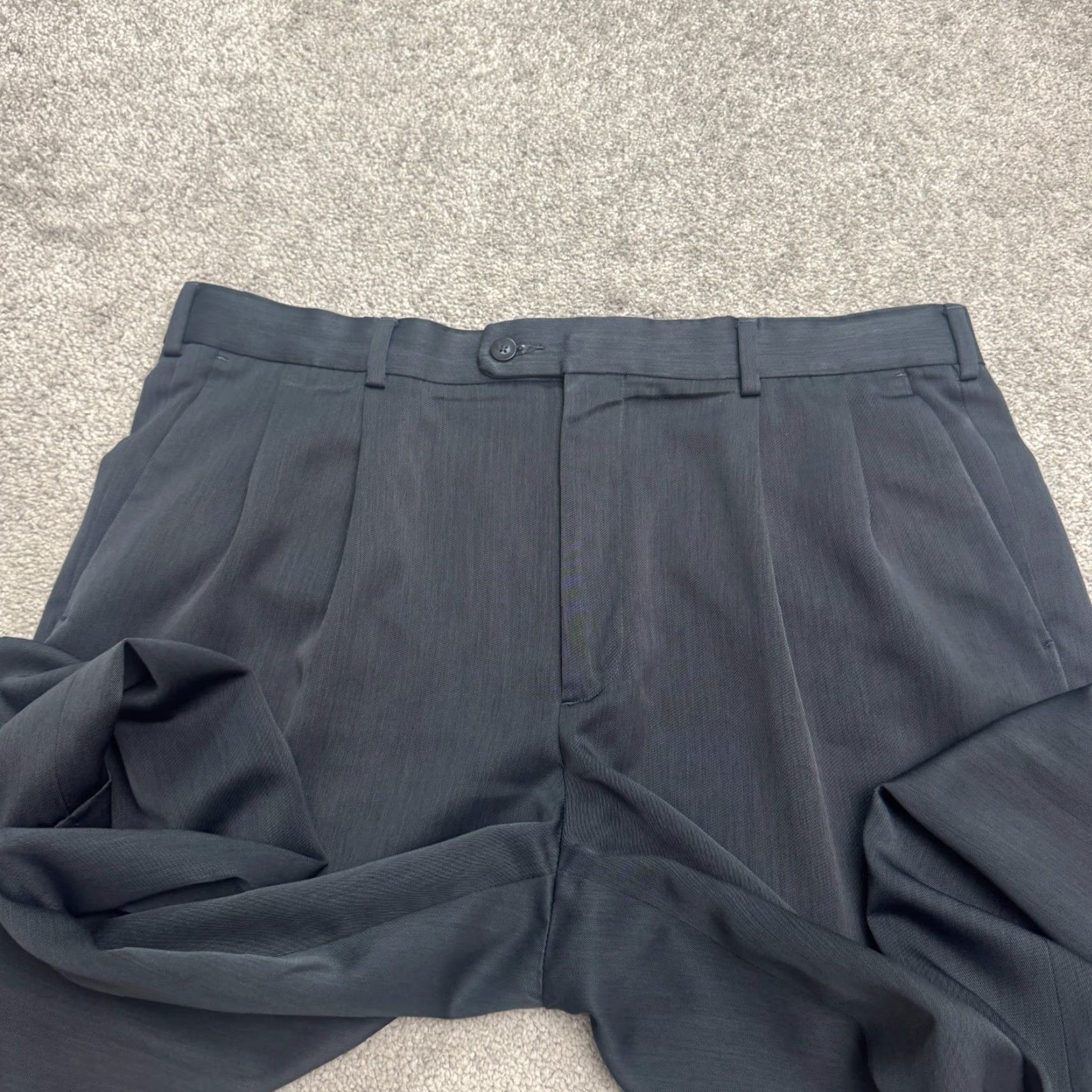 Perry Ellis Perry Ellis Portfolio Pants Men 38x30 Blue Straight Leg Pleated Front Dress Pants Size US 38 / EU 54 - 4 Thumbnail