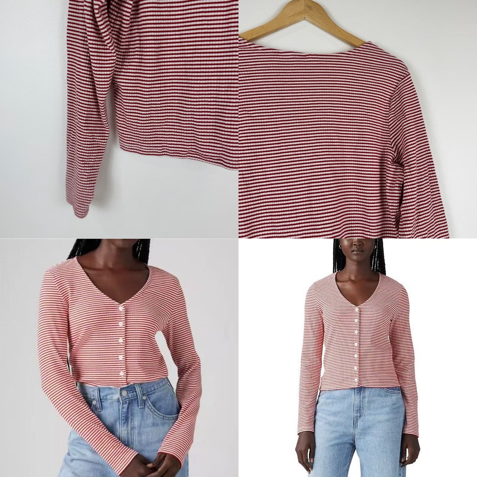 Levi's Levi's Shirt Red White Stripe Button Up Long Sleeve Top XL Womens Size XL / US 12-14 / IT 48-50 - 9 Thumbnail