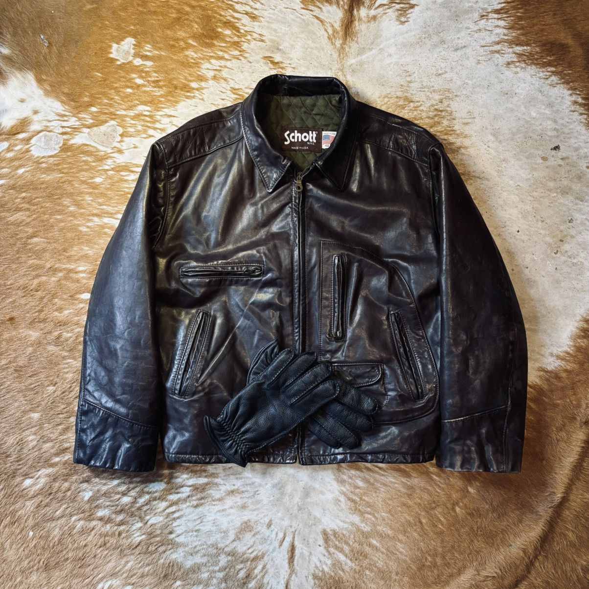 Schott Schott Made In Usa Leather Jacket Size 48 Fit L Size US L / EU 52-54 / 3 - 1 Thumbnail