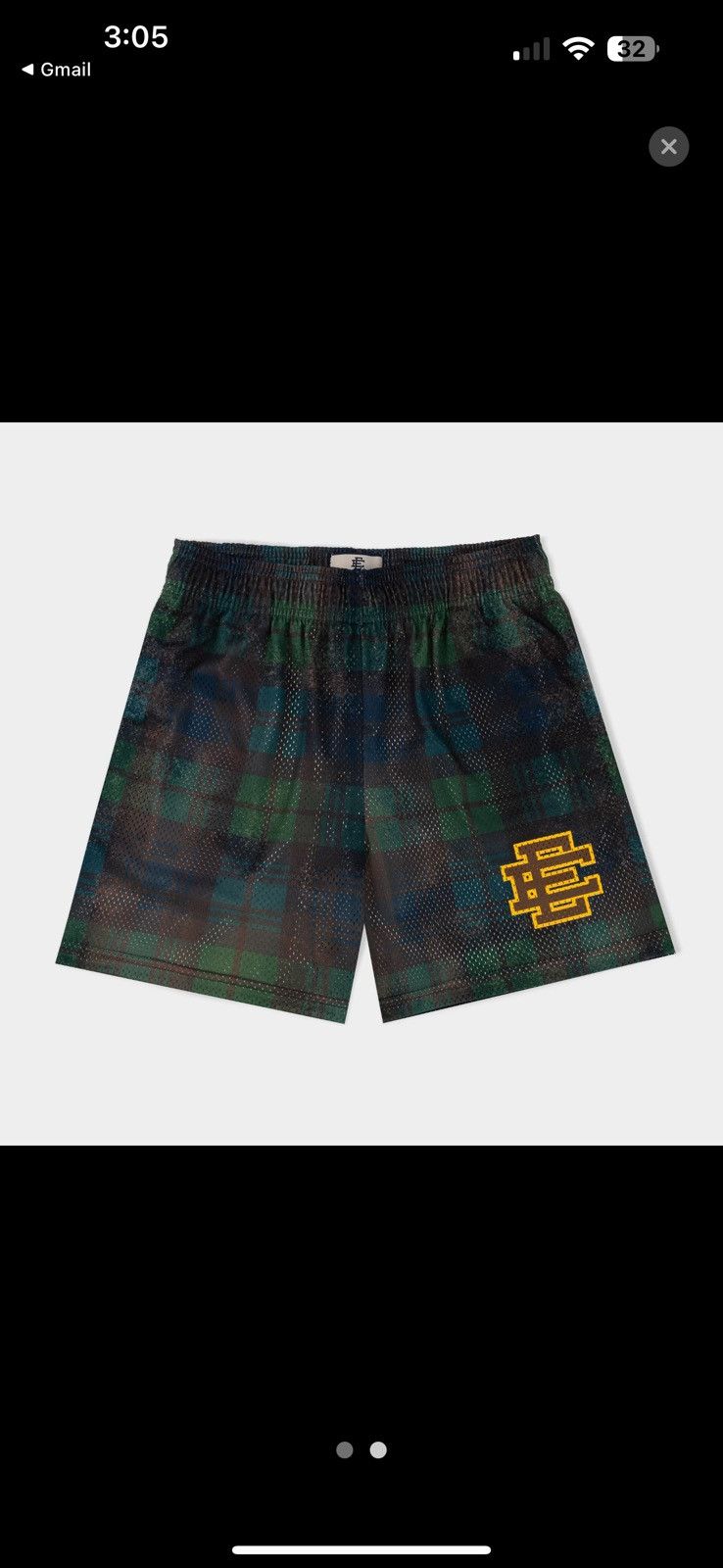 image of Eric Emanuel Blackwatch Tartan Shorts in Green, Men's (Size 34)