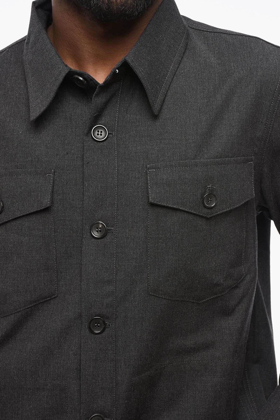 DEPARTMENT5 og1mm0326 Cotton and Virgin Wool Overshirt in Grey Size US S / EU 44-46 / 1 - 3 Thumbnail
