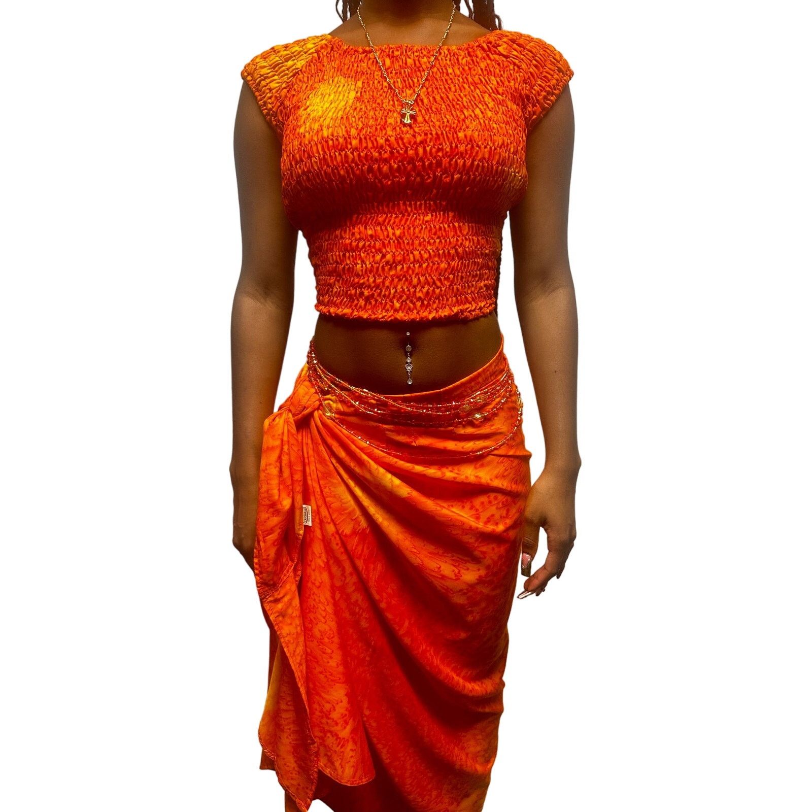 Other Gorgeous vibrant orange set with crop top and sarong skirt Size 32" / US 10 / IT 46 - 1 Thumbnail