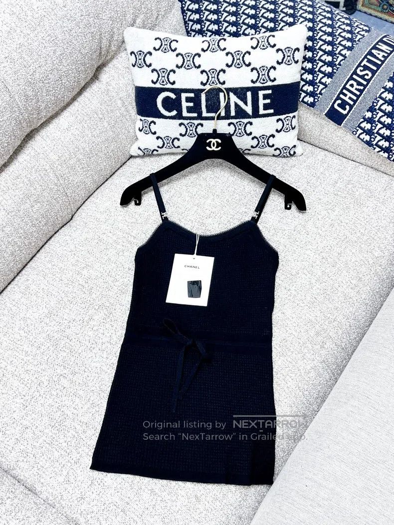 Chanel Chanel 24A black waffle bow belt suspender Size XS / US 0-2 / IT 36-38 - 1 Thumbnail