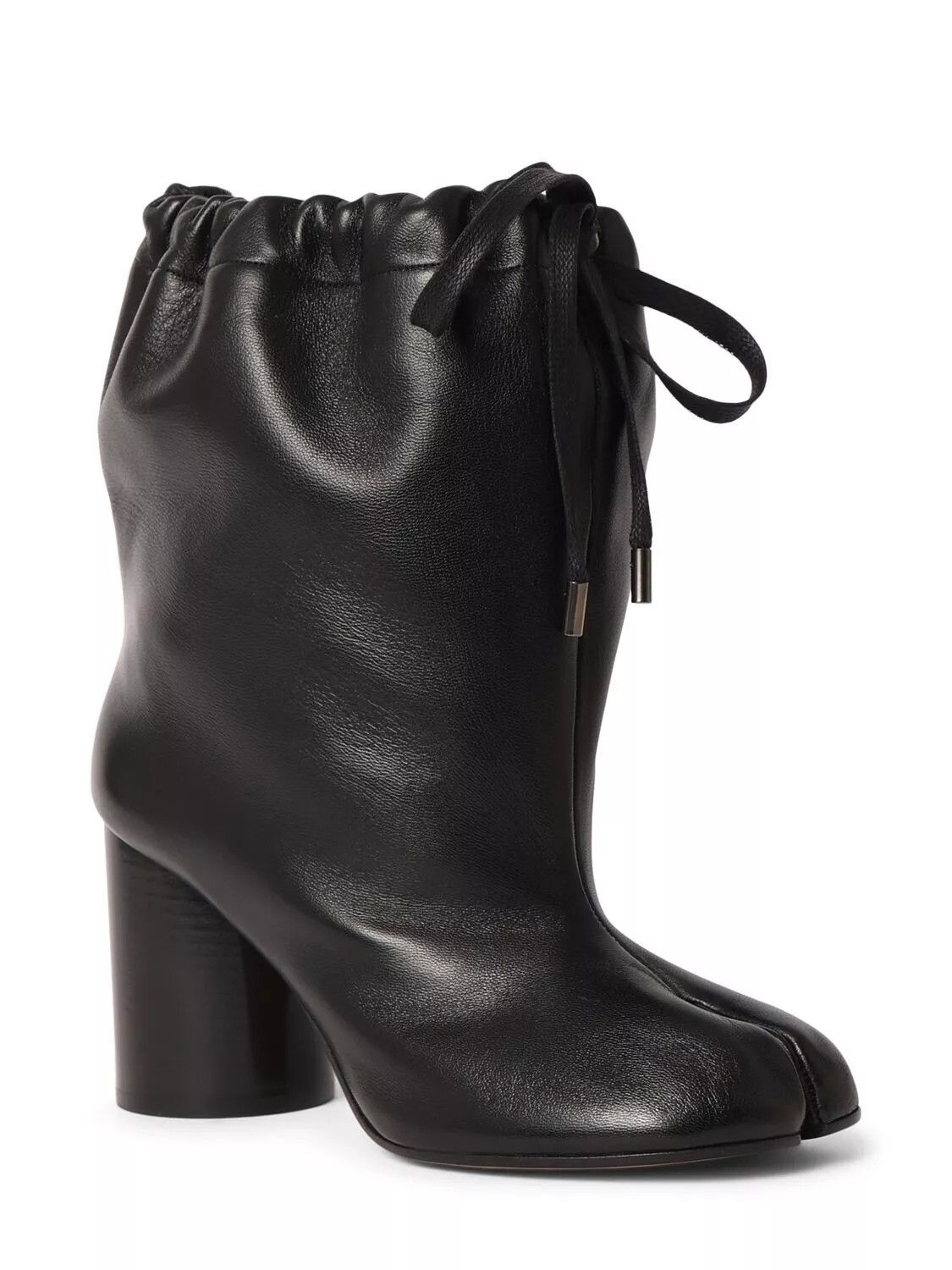 Maison Margiela Margiela Tabi Black Leather Drawstring Ankle Boots New Size US 6 / IT 36 - 2 Thumbnail