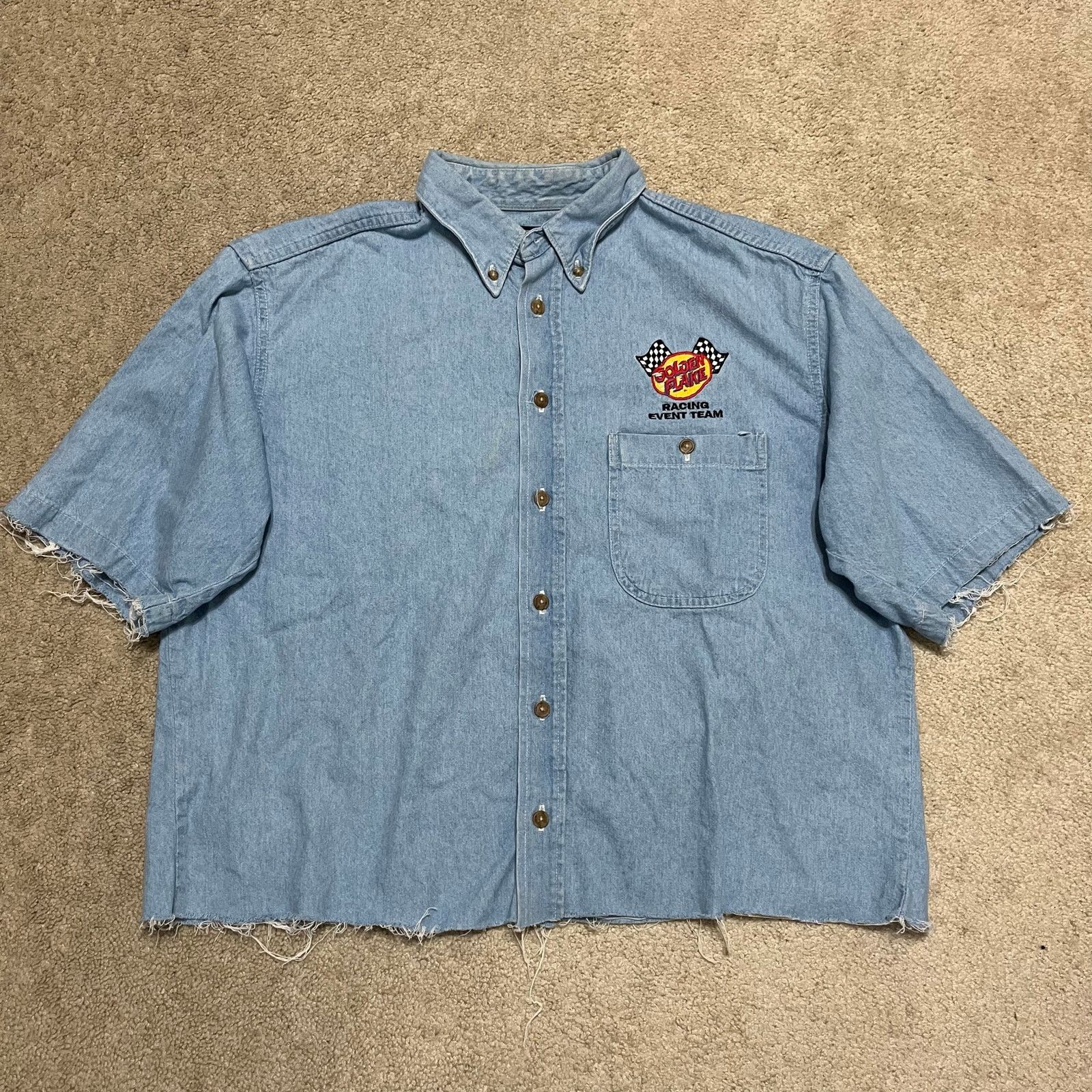 Other Vintage Golden Flake Racing Distressed Denim Button Up Large Size US L / EU 52-54 / 3 - 1 Thumbnail