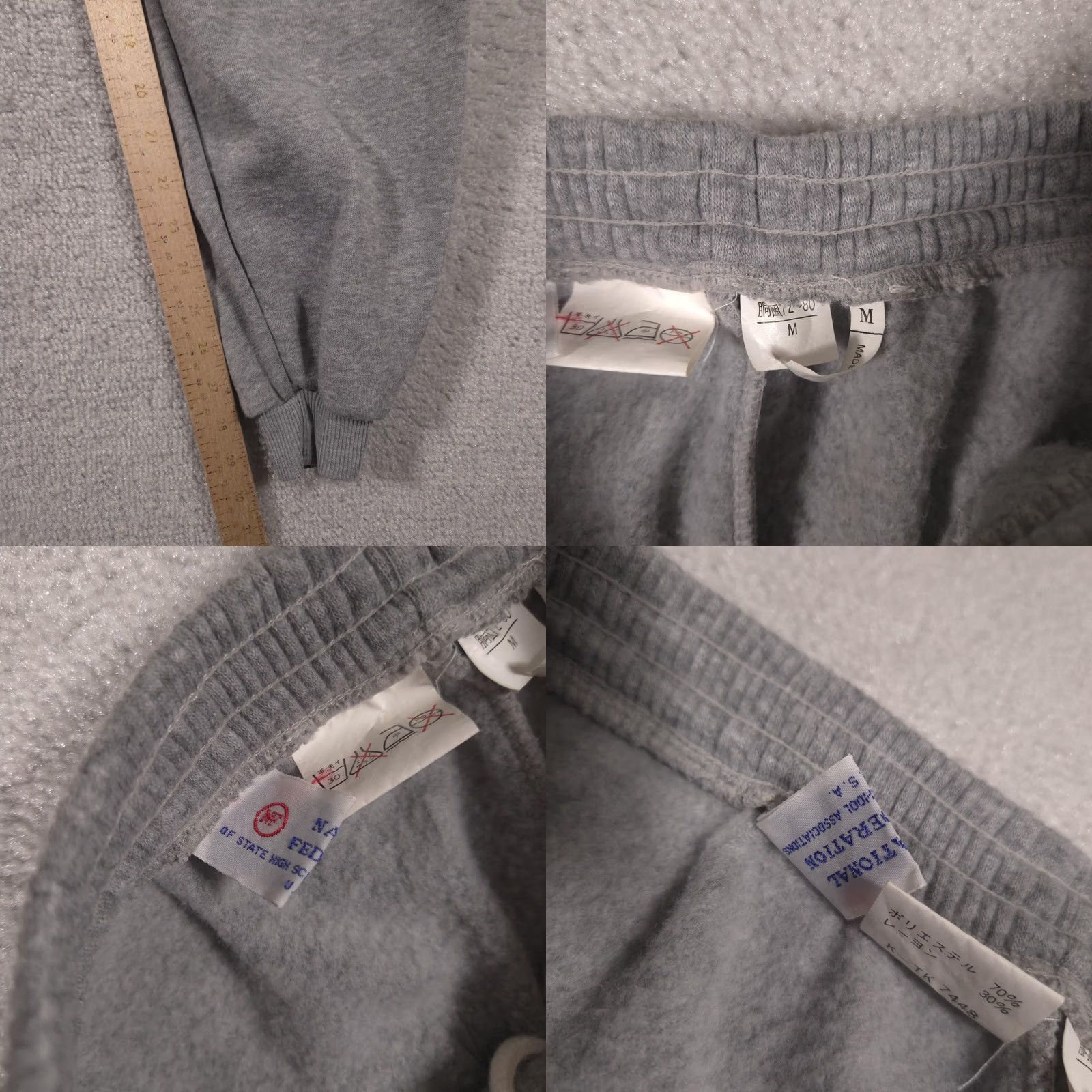 Vintage National Federation Pants Mens Medium Gray Fleece Joggers Sweatpants Size US 31 - 8 Thumbnail