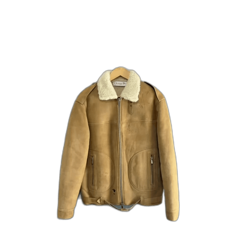 Dior Tan Leather Jacket with Logo Embroidery-2505