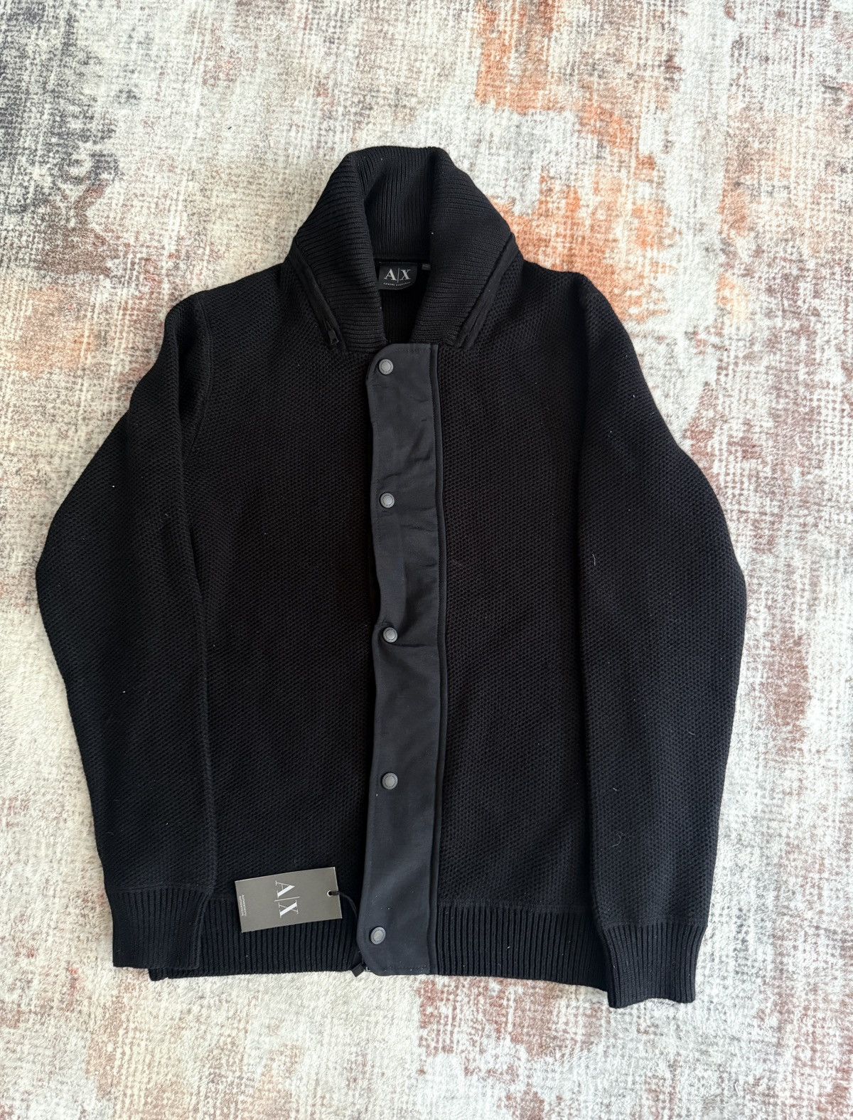 Armani × Armani Exchange Armani Exchange Black Knitted Button Up Bomber Jacket Mem Size US M / EU 48-50 / 2 - 2 Thumbnail