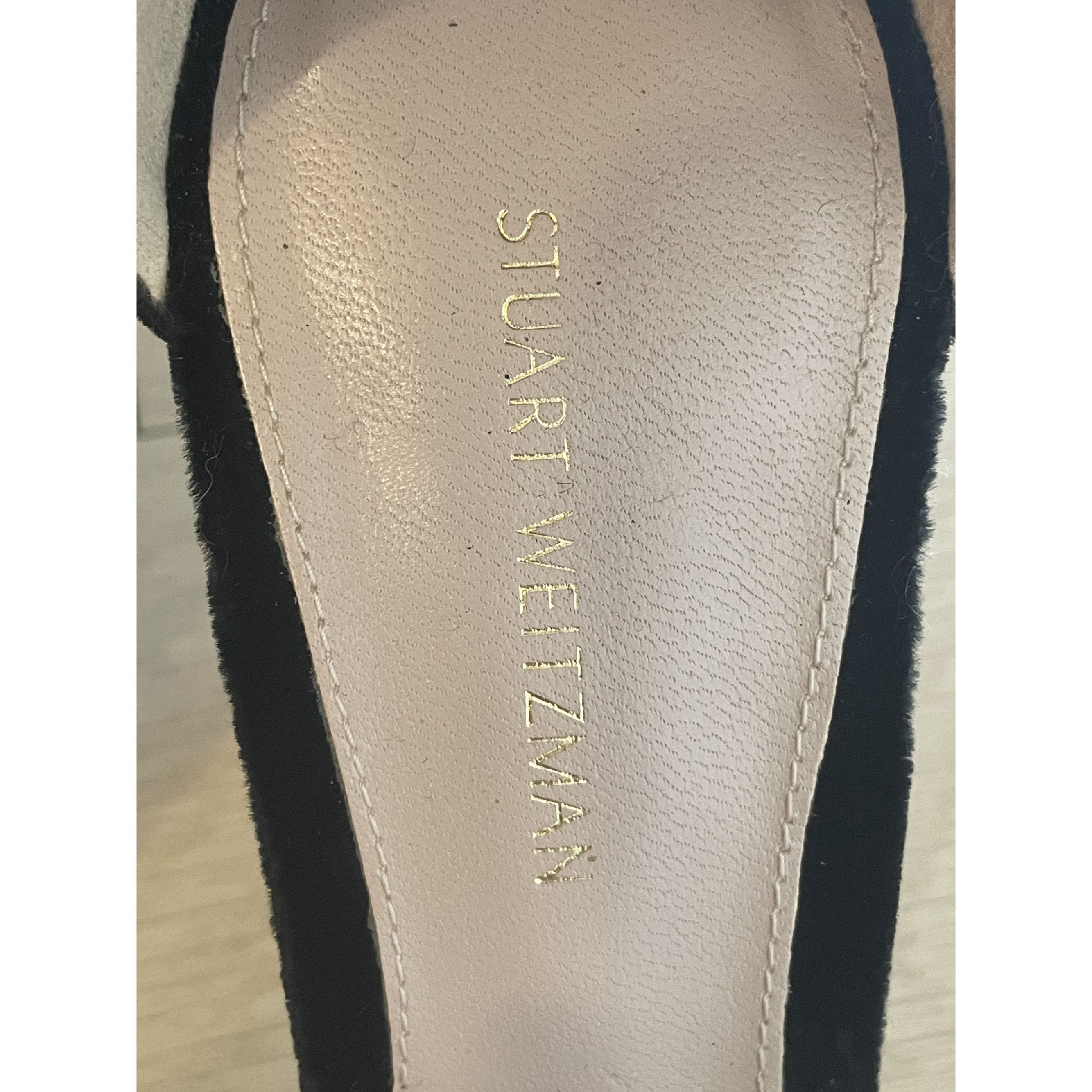 Stuart Weitzman Stuart Weitzman Black Velvet Pearl-Embellished Ankle Tie Poi Size US 7 / IT 37 - 7 Thumbnail