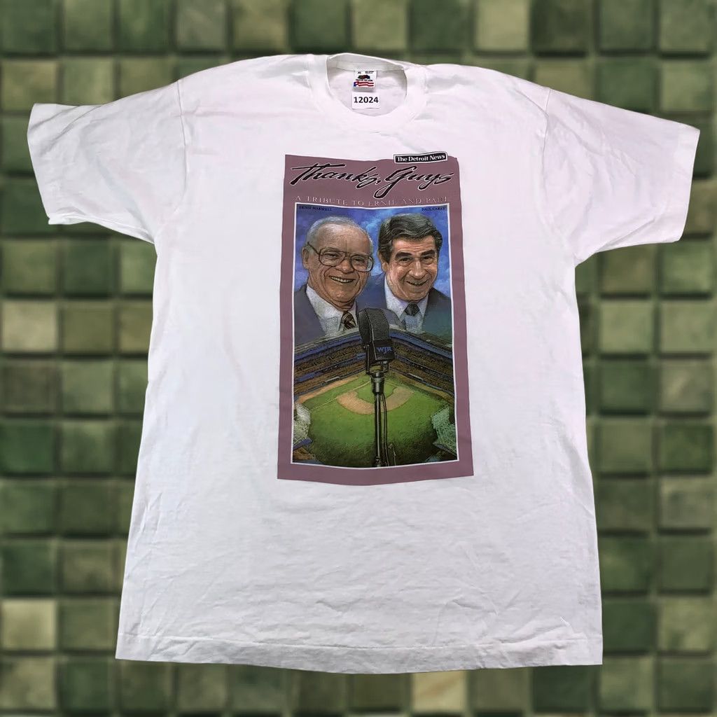 Fruit Of The Loom Vtg The Detroit News Ernie Harwell Paul Carey Tribute T Shirt XL Multicolor USA 90s Sports Men Size US XL / EU 56 / 4 - 1 Thumbnail