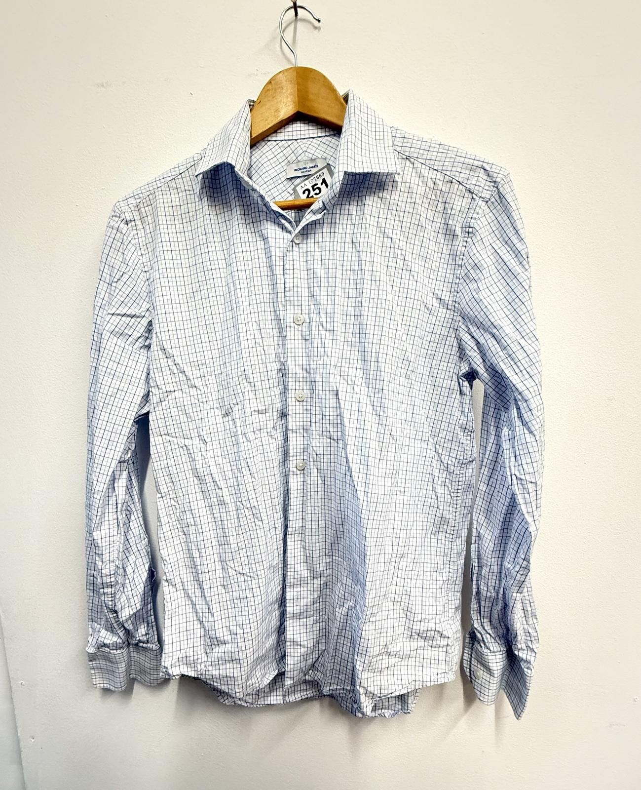 Richard James Men's Richard James White and Blue Check Dress Shirt Size 15 Size US M / EU 48-50 / 2 - 1 Thumbnail