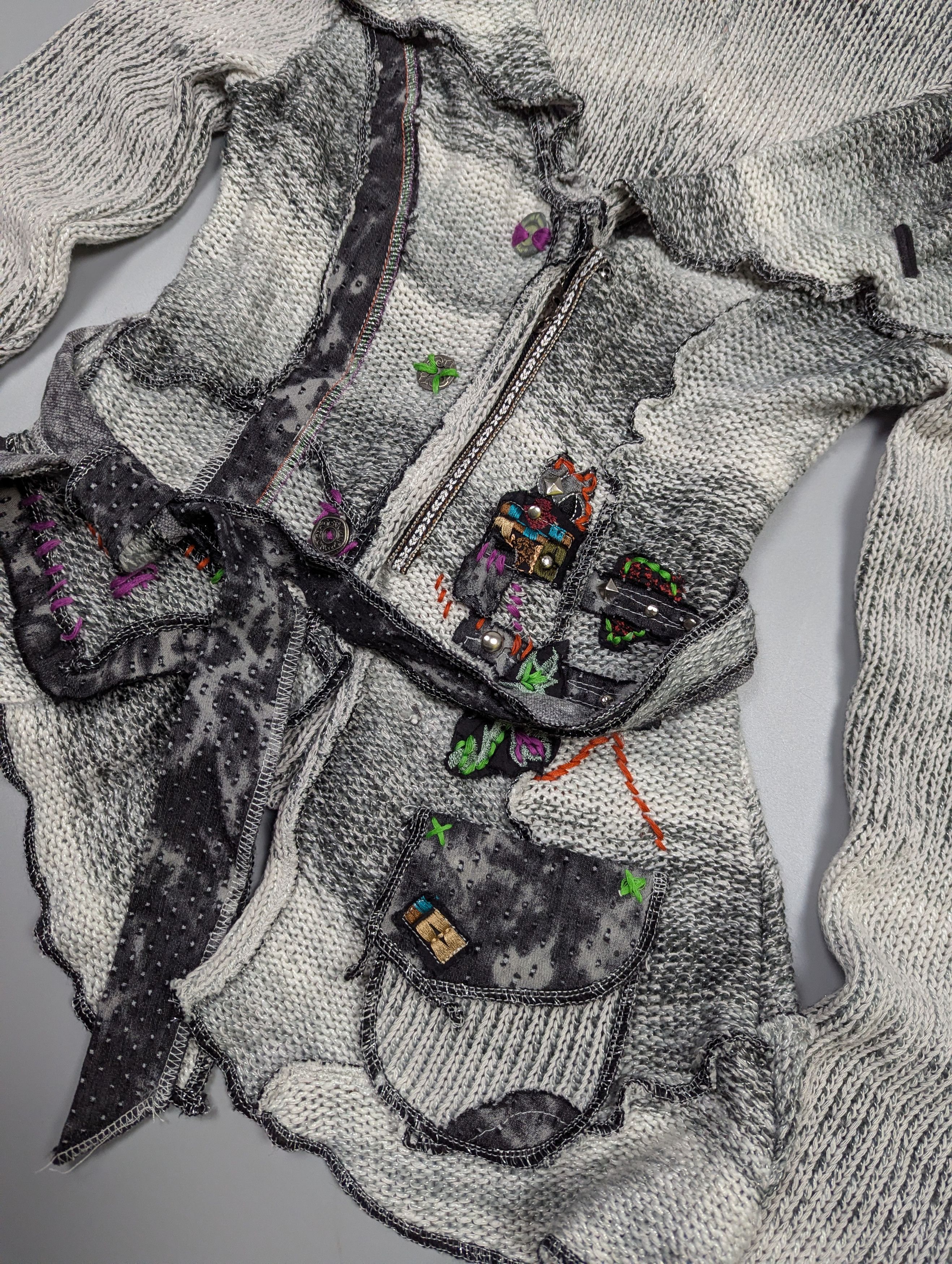 Japanese Brand Rare Julu Christine Deconstructed Knit Cardigan Patchwork Size M / US 6-8 / IT 42-44 - 9 Thumbnail