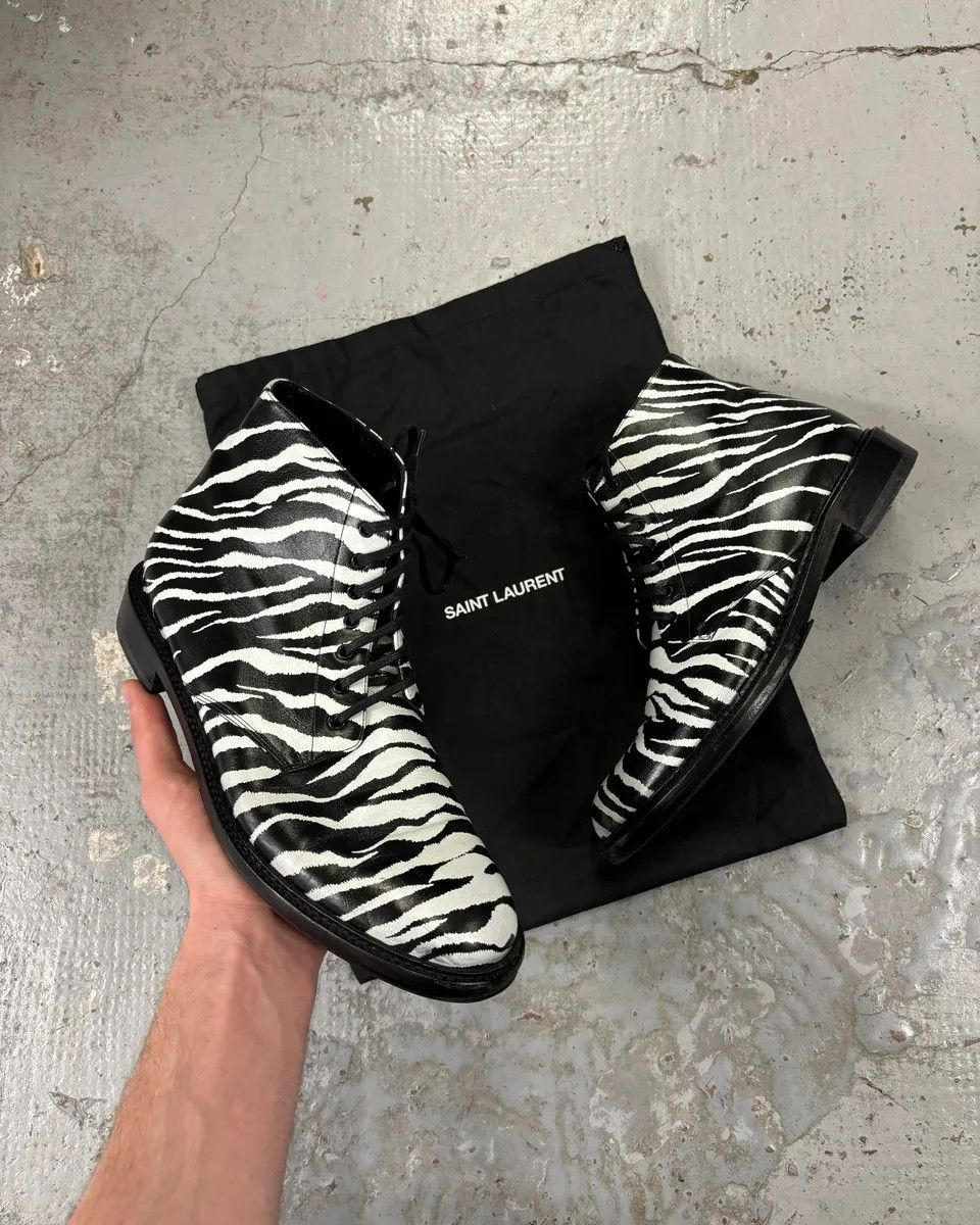 Saint Laurent Paris SS2014 Saint Laurent Black Zebra Leather Boots by Hedi Slimane Size US 8 / EU 41 - 1 Thumbnail
