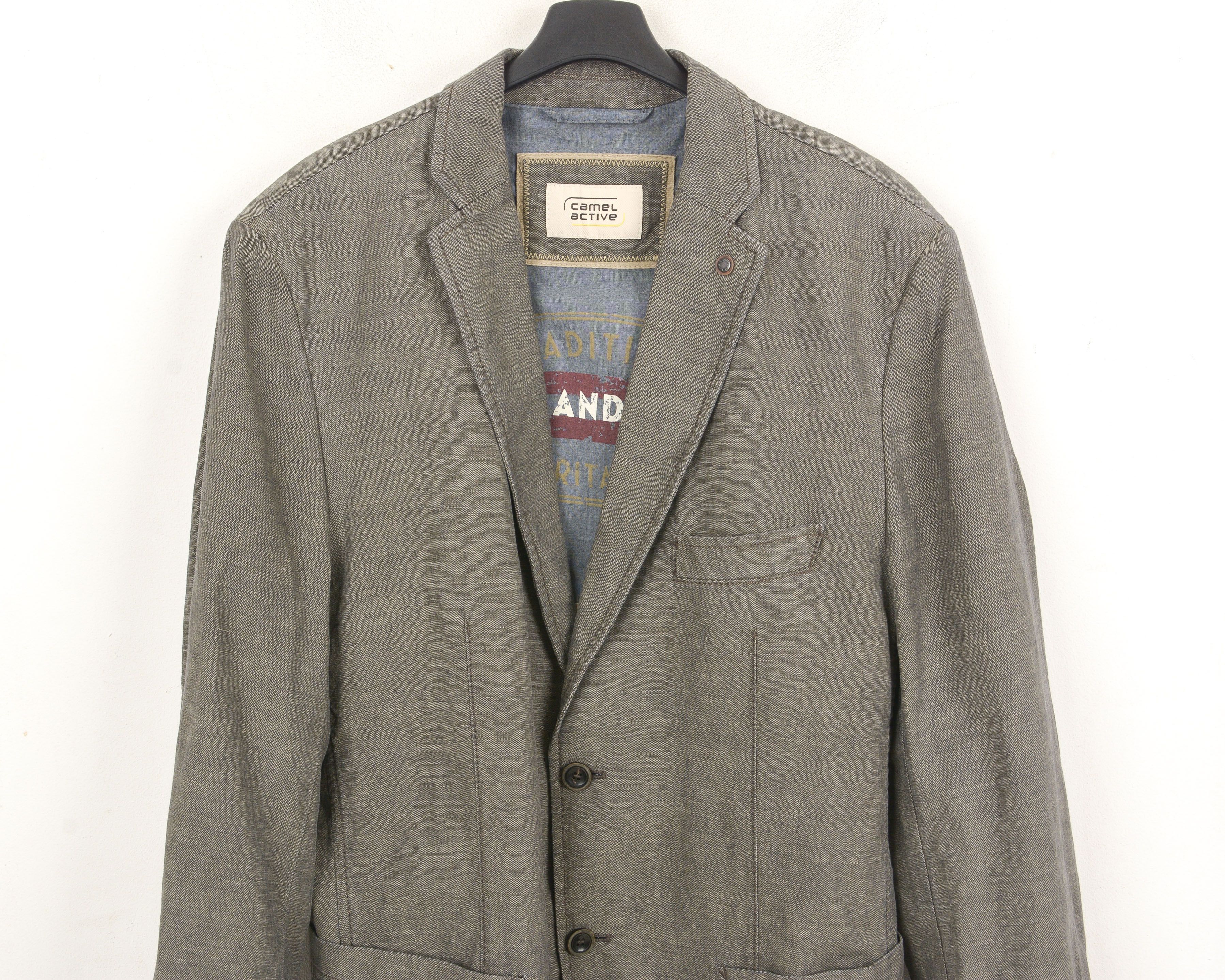 Camel Saison UK 42 US Linen Blazer Suit Jacket Sport Coat EU 52 L Size 42R - 2 Thumbnail