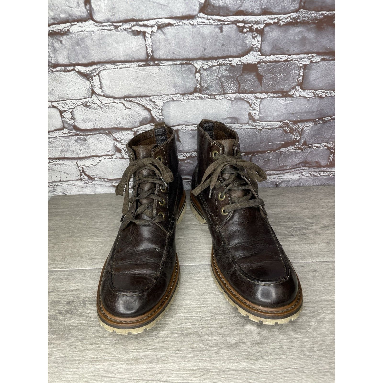 John Varvatos John Varvatos Eric Brown Leather Lace Moc Toe Work Chukka Bo Size US 9 / EU 42 - 14 Thumbnail