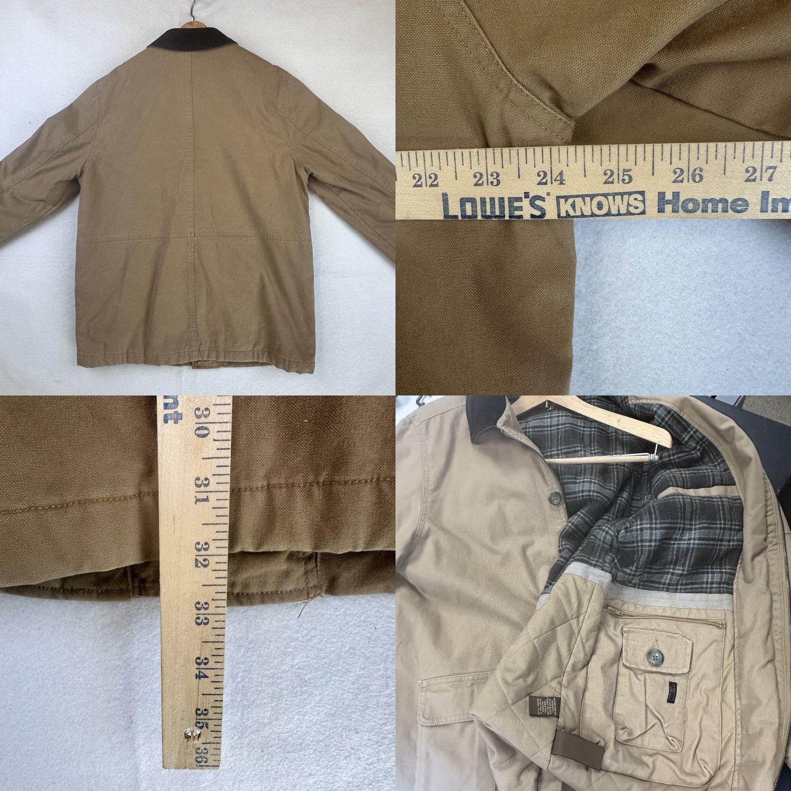 Vintage St. John's Bay Jacket Mens Large Canvas Barn Coat Leather Collar Plaid Lining Size US L / EU 52-54 / 3 - 9 Thumbnail