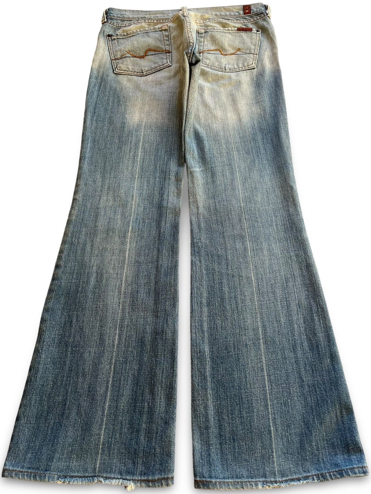 7 For All Mankind Vintage 7 For All Mankind Faded Wash Distressed Flare Jeans Size 29" - 2 Thumbnail
