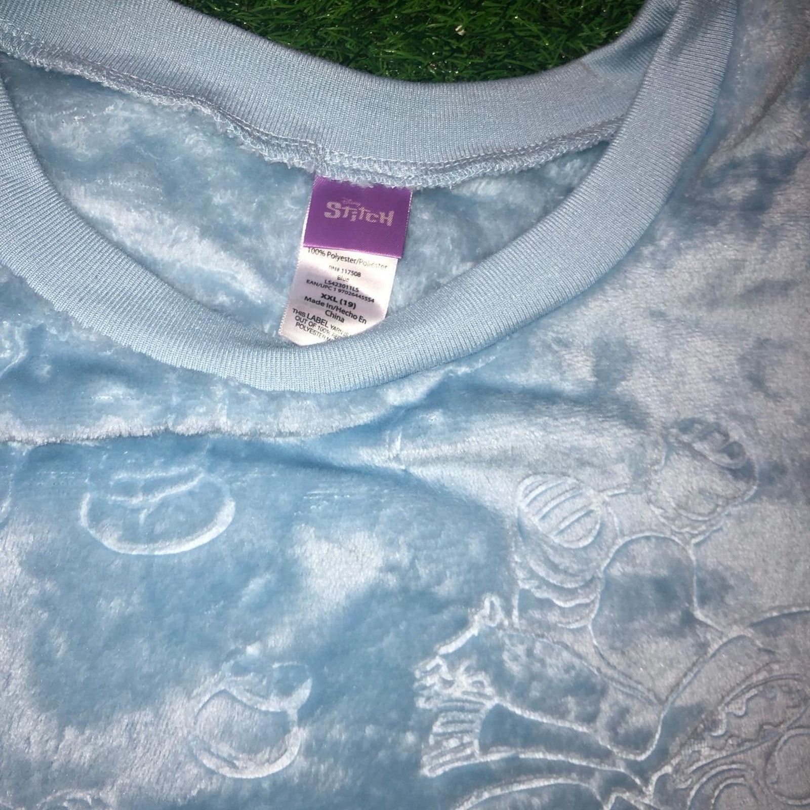 Disney Disney Light Blue Stitch Graphic Fuzzy Pattern Crewneck Size US XXL / EU 58 / 5 - 2 Thumbnail