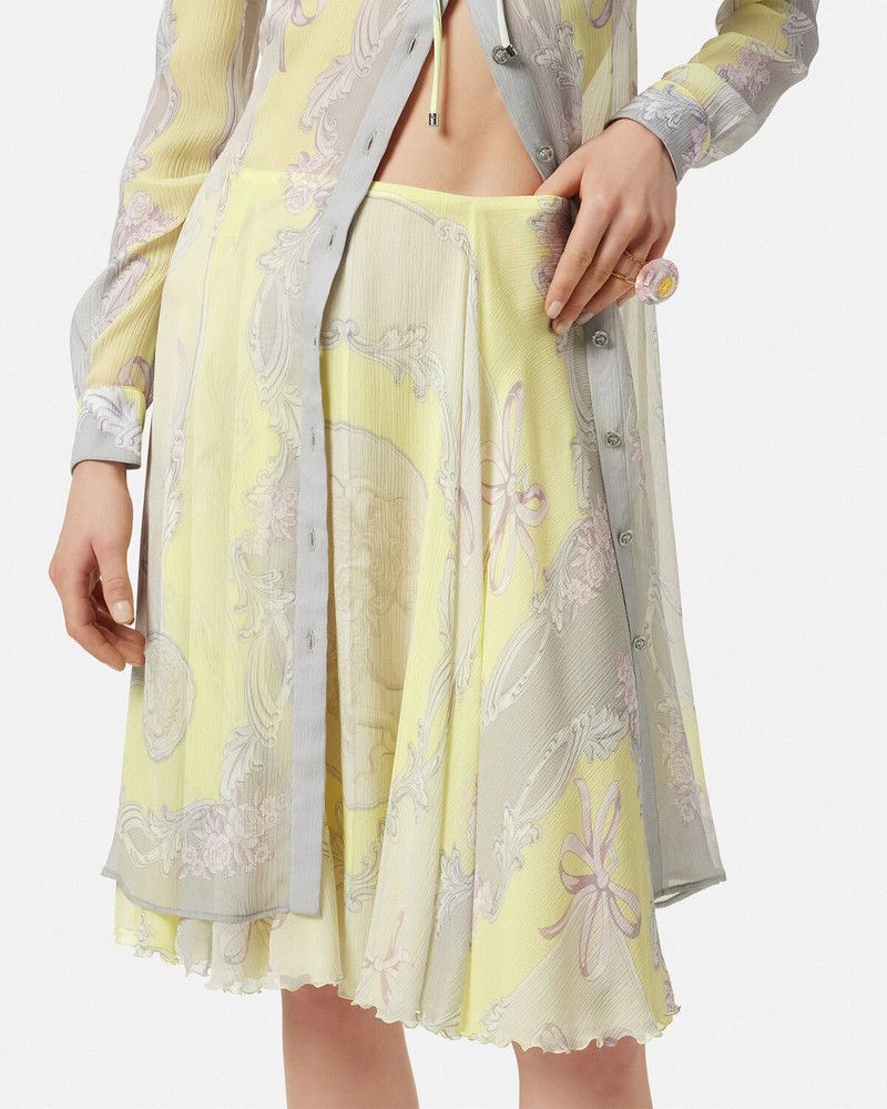 Versace o1y0226 Midi Skirt in Pastel Yellow/Light Gray Size 28" / US 6 / IT 42 - 2 Thumbnail