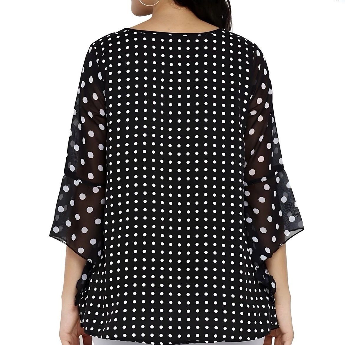 Other New Black & White Polka Dot 3/4 Bell Sleeve Top Women Small Size S / US 4 / IT 40 - 4 Thumbnail