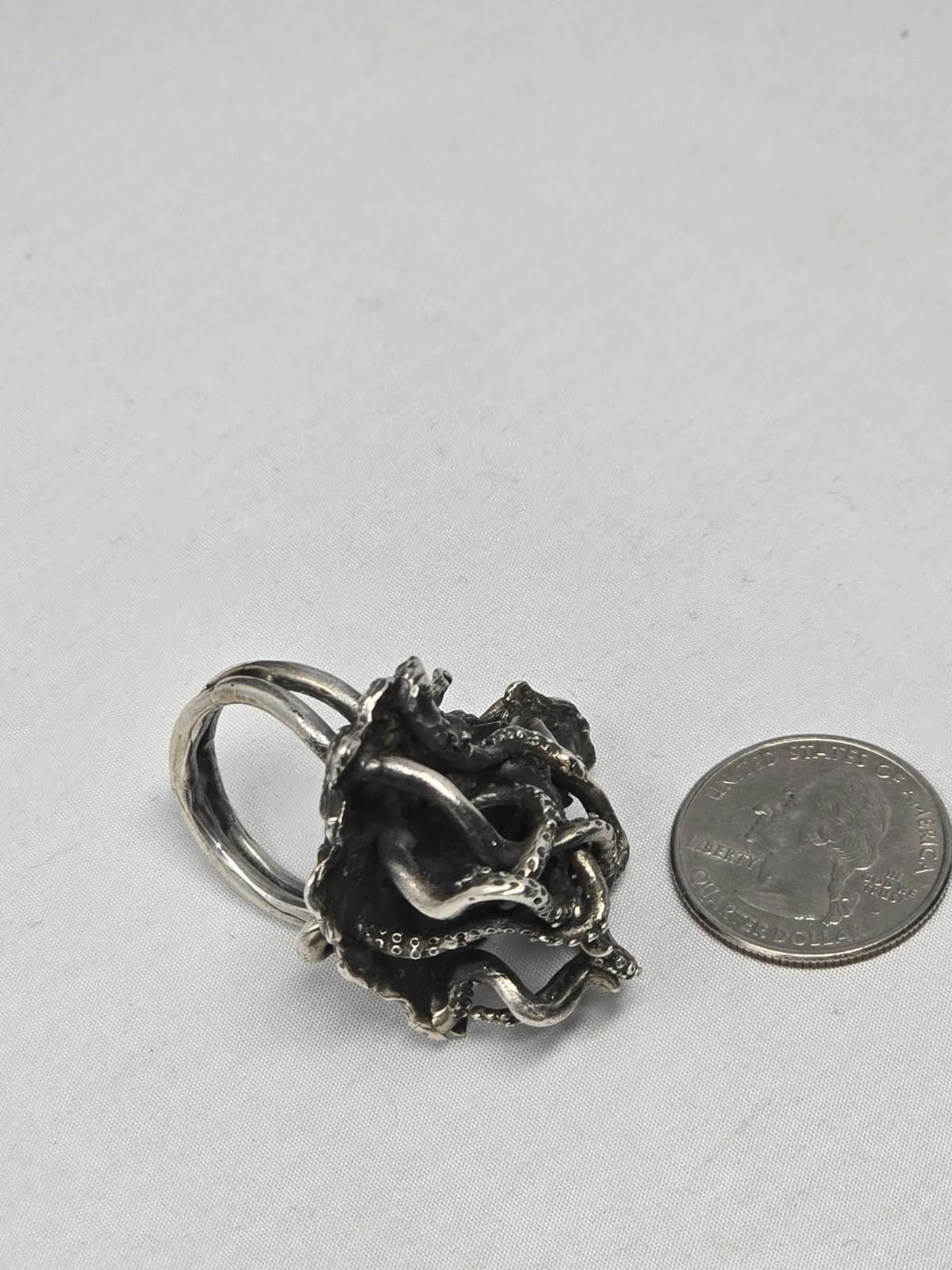 The Unbranded Brand Artisan Sterling Silver Tentacle Statement Ring 7.5 Cthulhu Size ONE SIZE - 4 Thumbnail