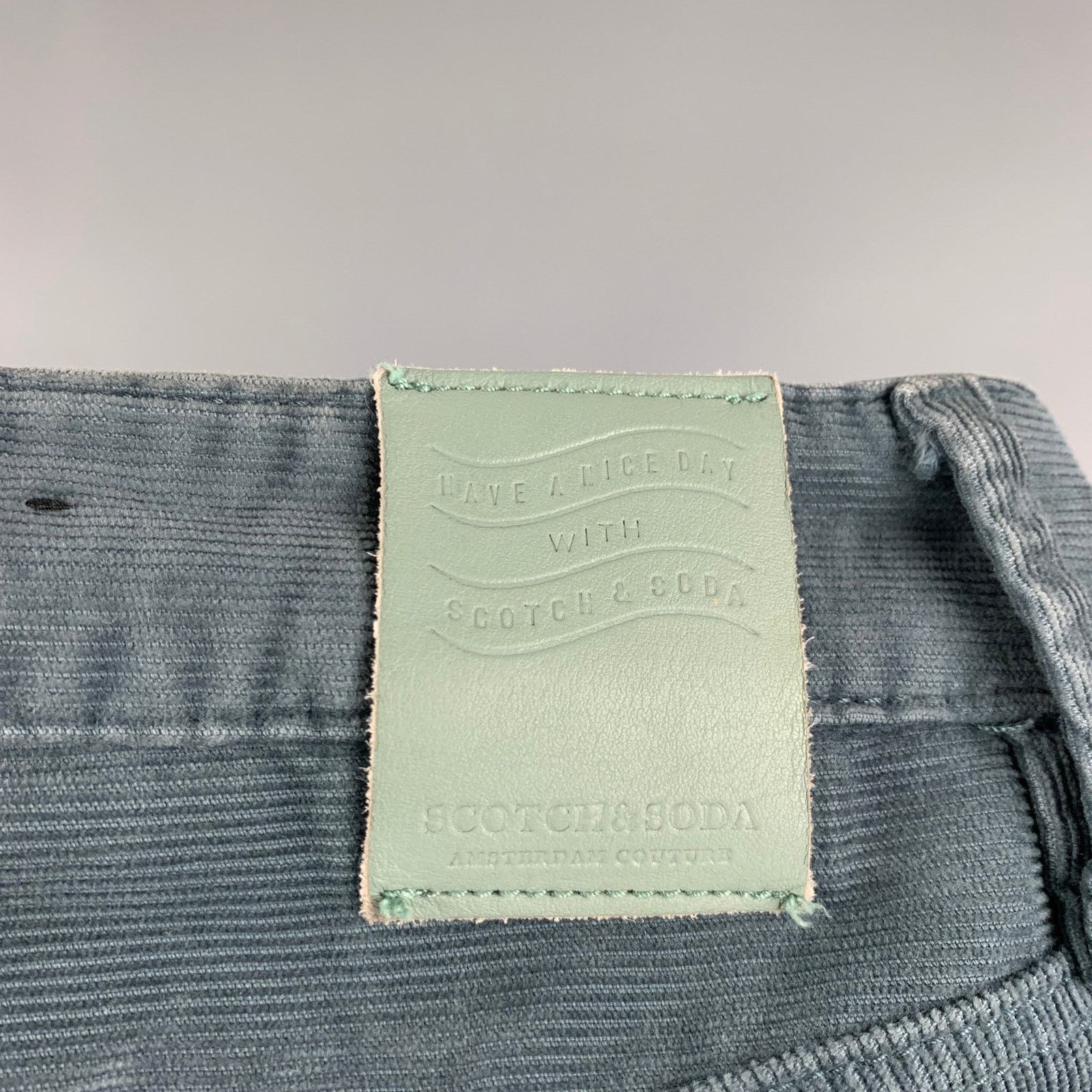 Size 30 Blue Corduroy Cotton Elastane Narrow Casual Pants
