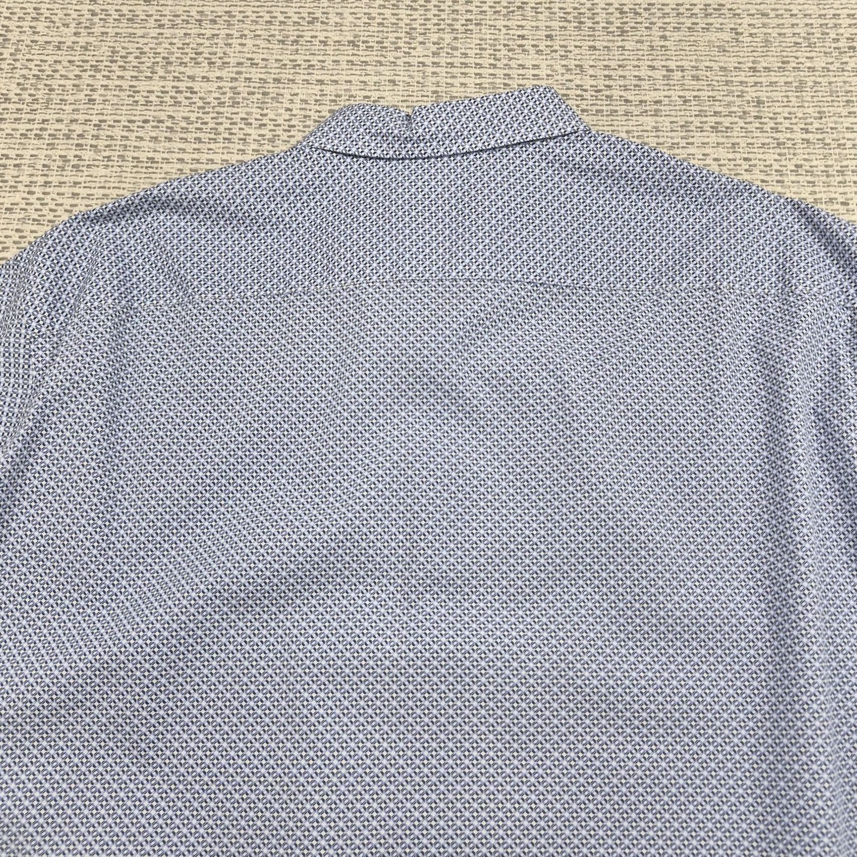 Ermenegildo Zegna VINTAGE Ermenegildo Zegna Button Up Shirt Mens 2XL Blue Geometric Dress Long Sleeve Size 48R - 7 Thumbnail